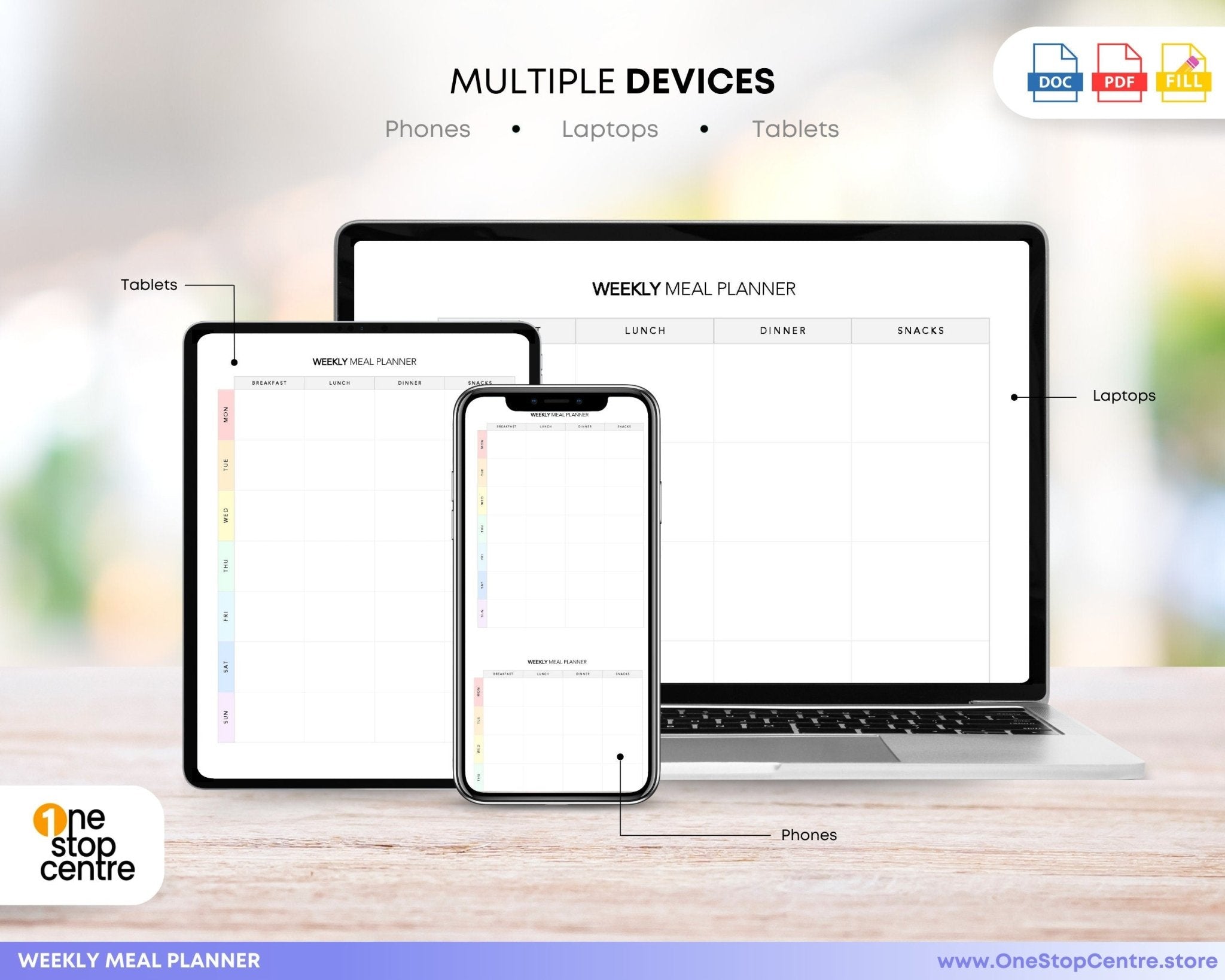 multiple device Weekly meal tracker for healthy eating