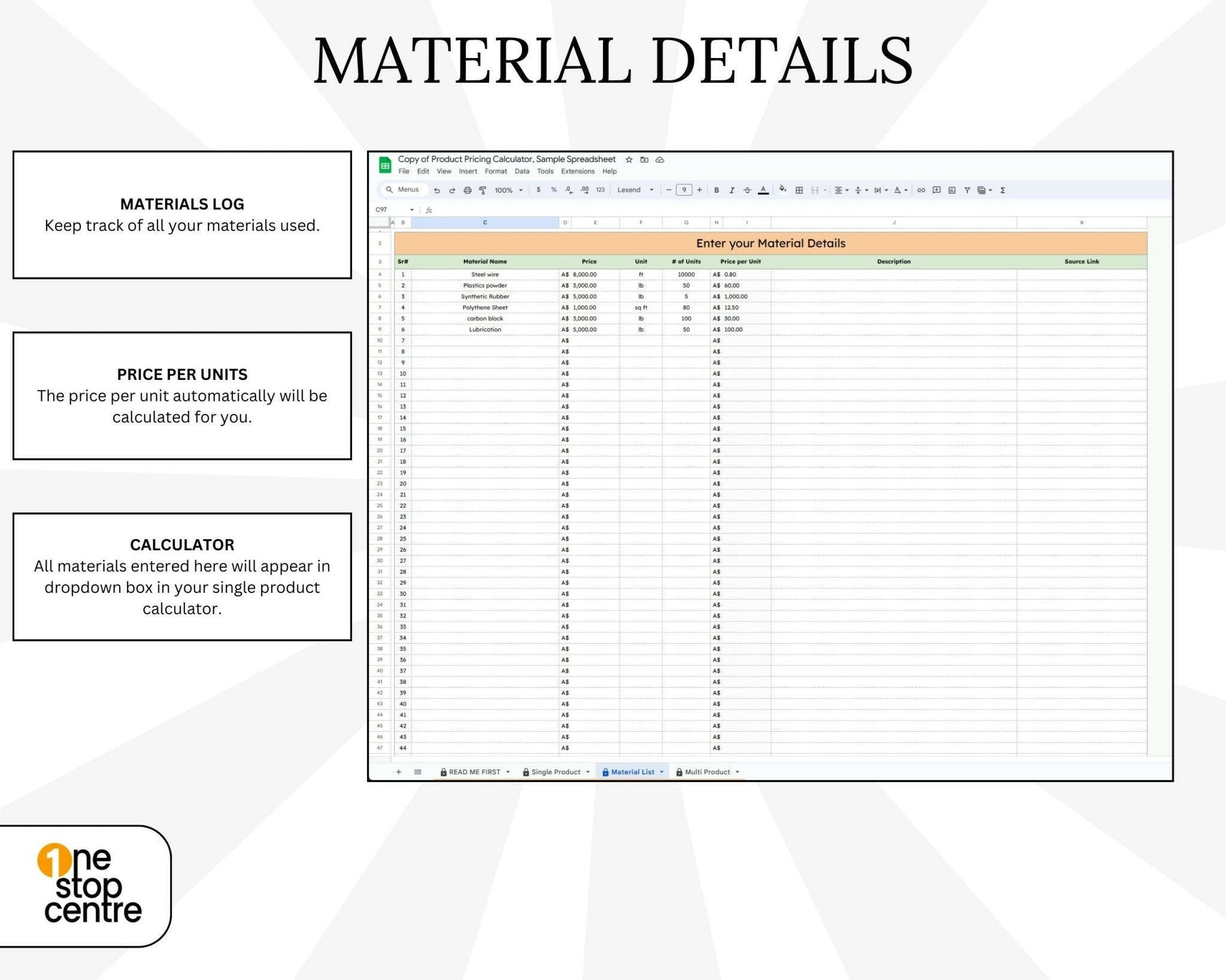 Pricing Formula Spreadsheet for Handmade Goods