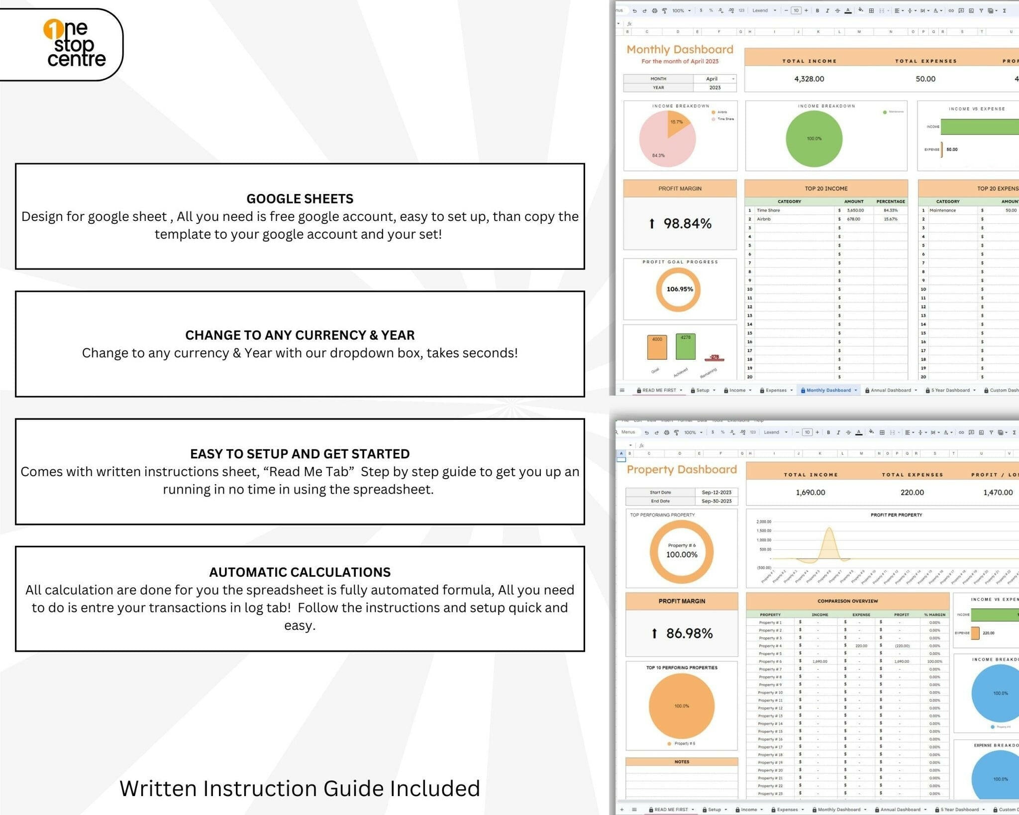 Monthly income chart for short-term rentals