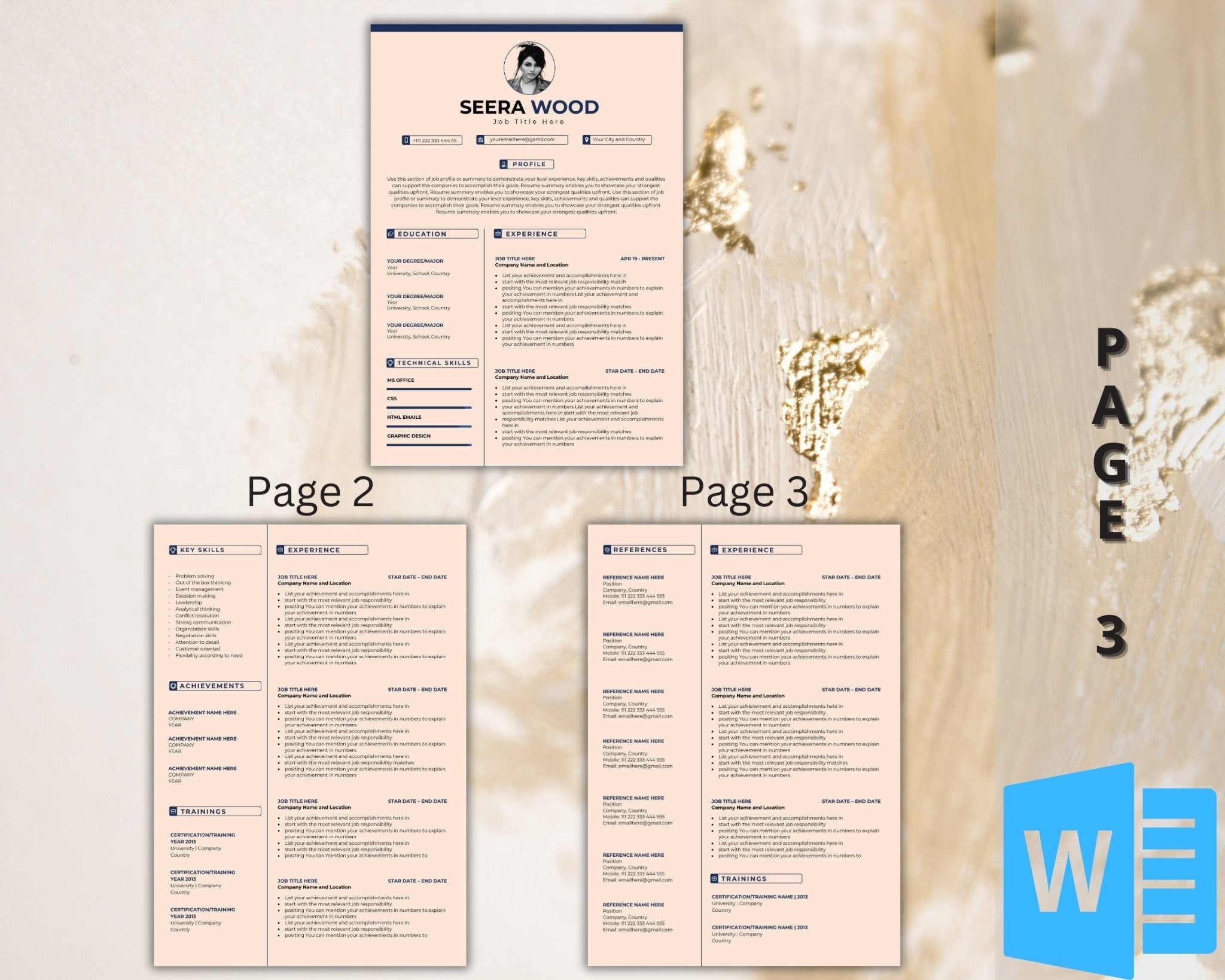 3-Page Resume Template with References Section
