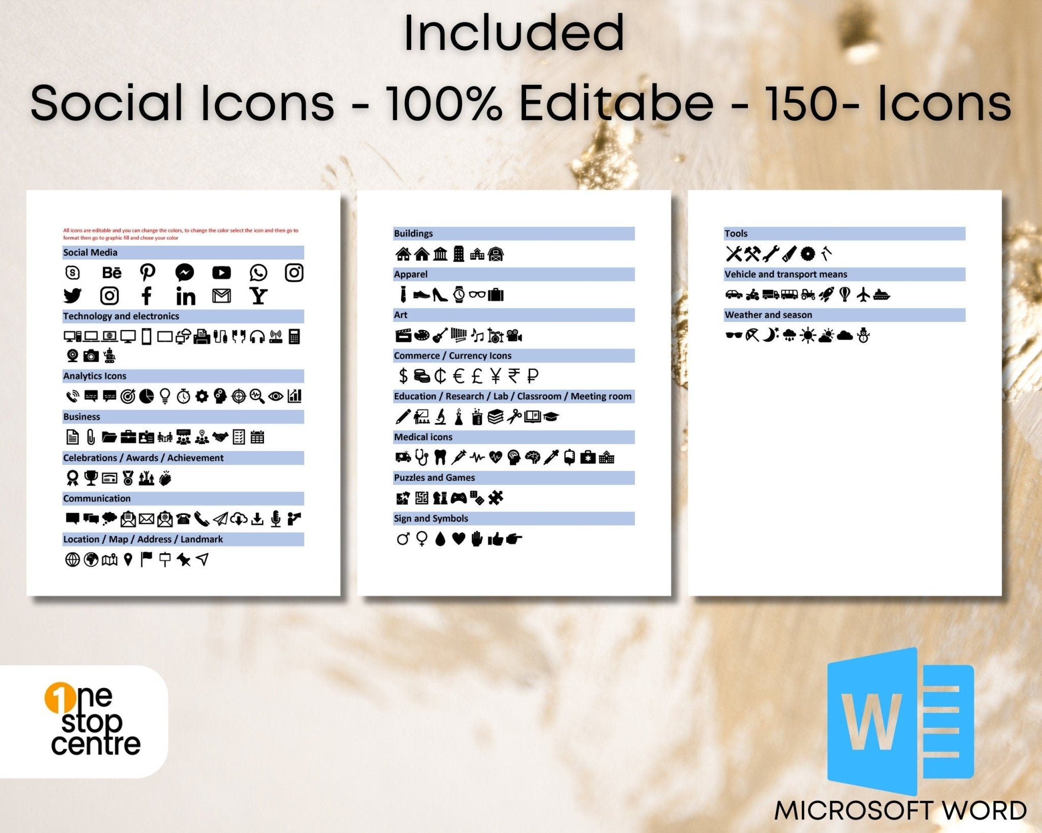 editable icons for resume CV template