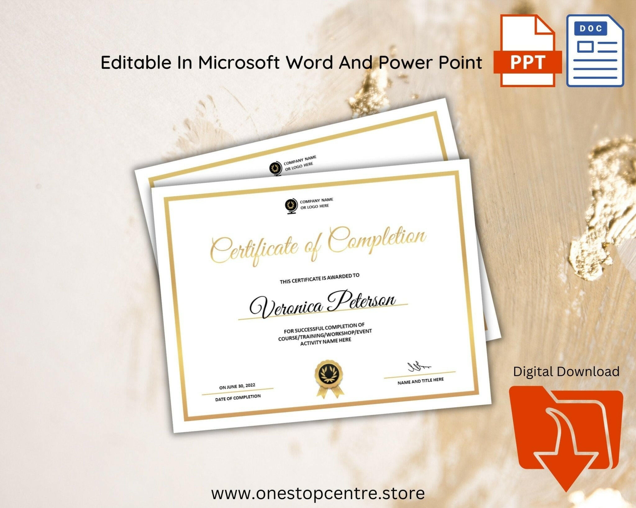 Elegant gold-accented template for achievements