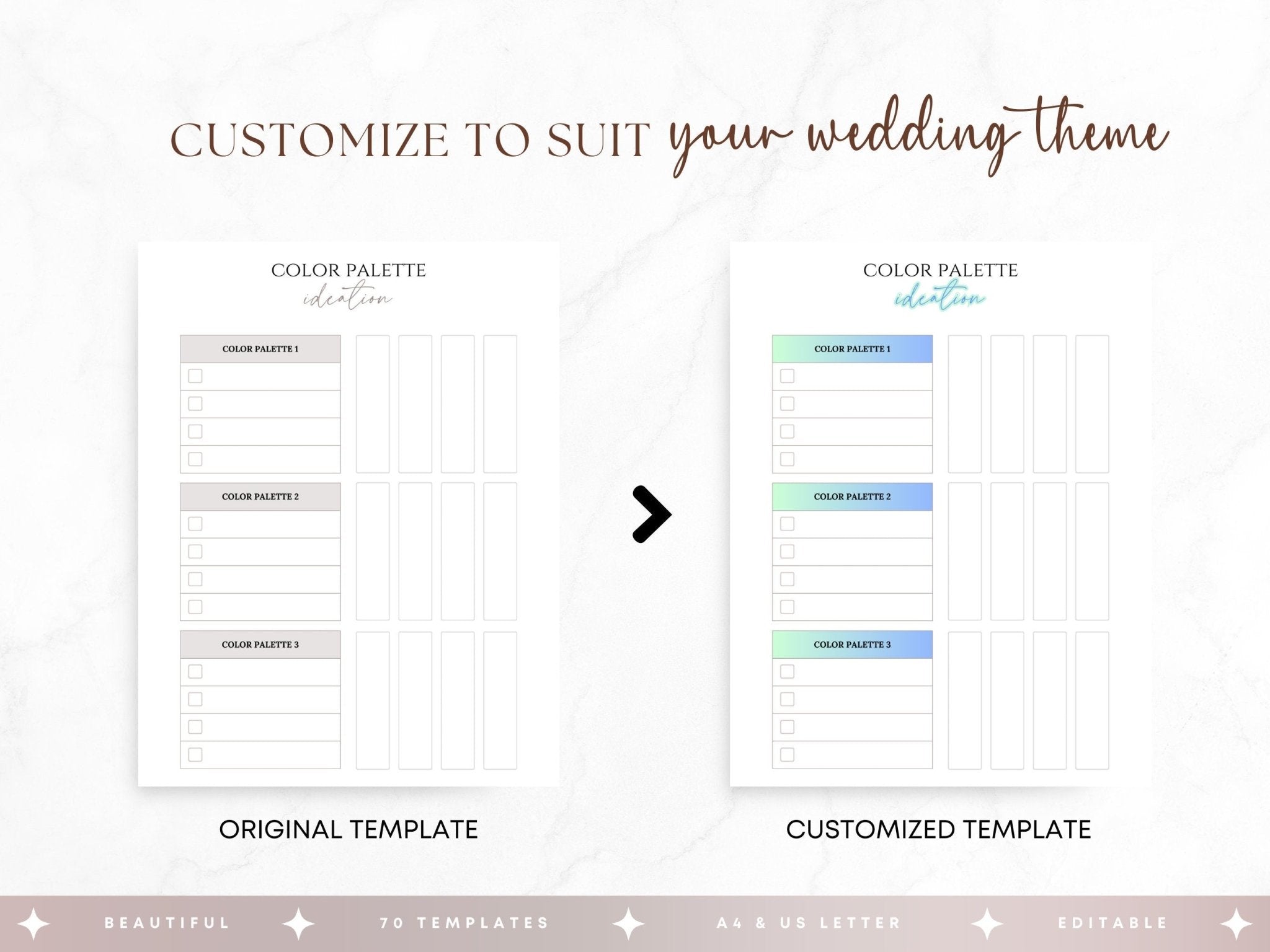Budget, guest list & vendor organizer pages
