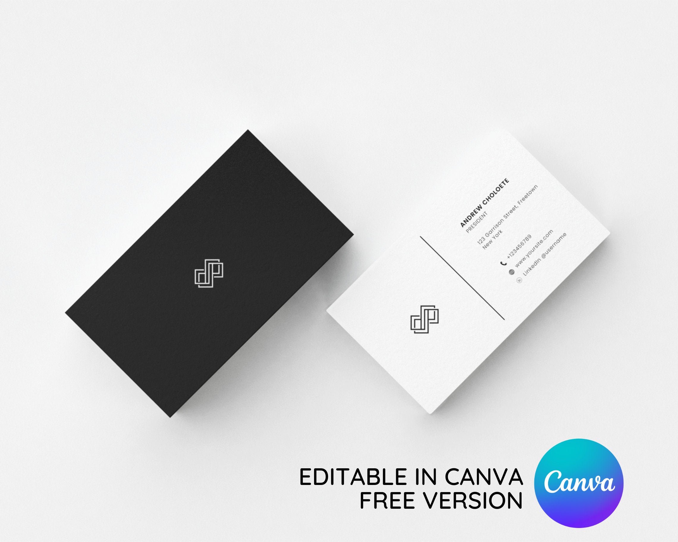 Editable business card template with modern double-sided design