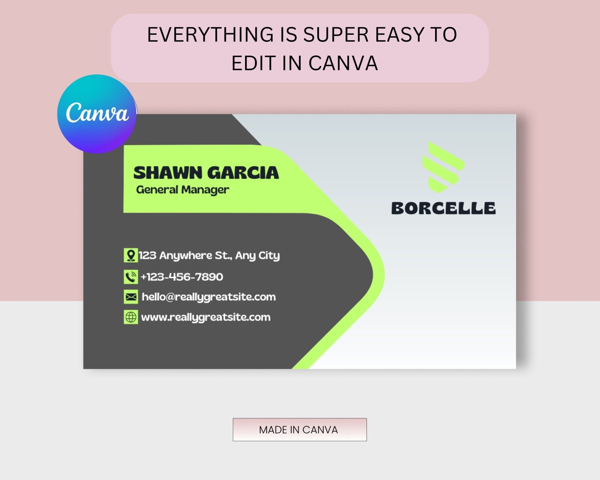 Printable business card template with logo area