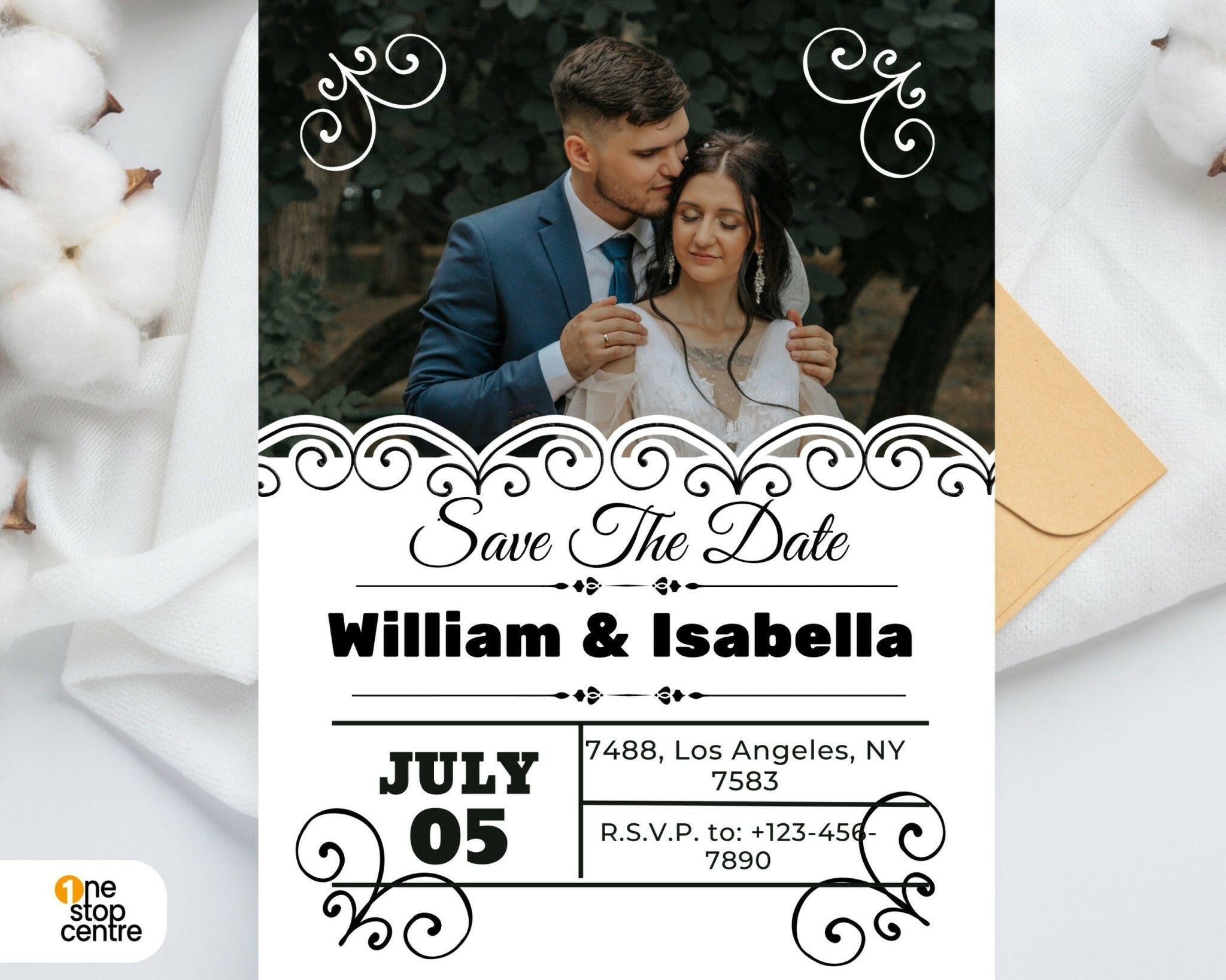Modern wedding invitation design for digital or print