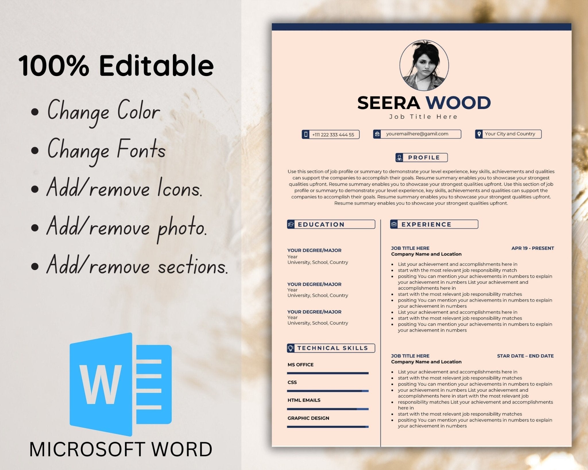 Resume Template with 150+ Social Media Icons