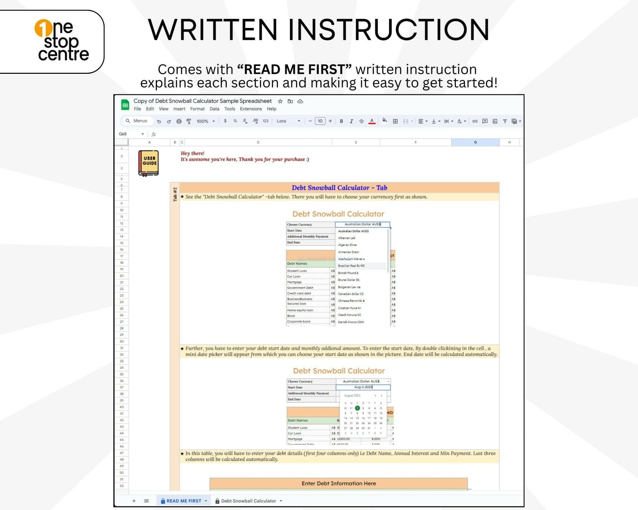 Snowball debt elimination tracker – editable finance sheet