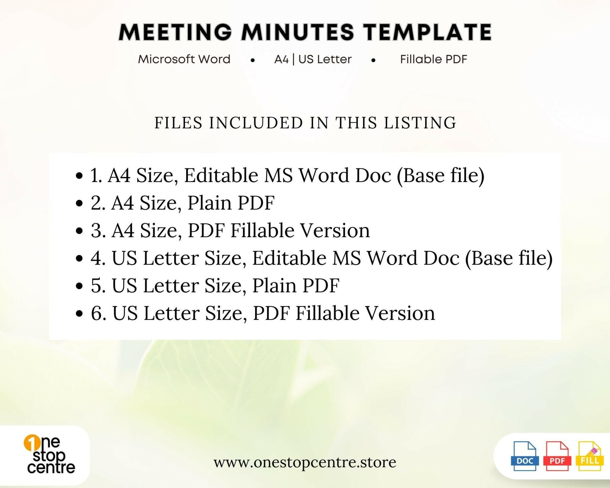 Instant download meeting planner – editable formats