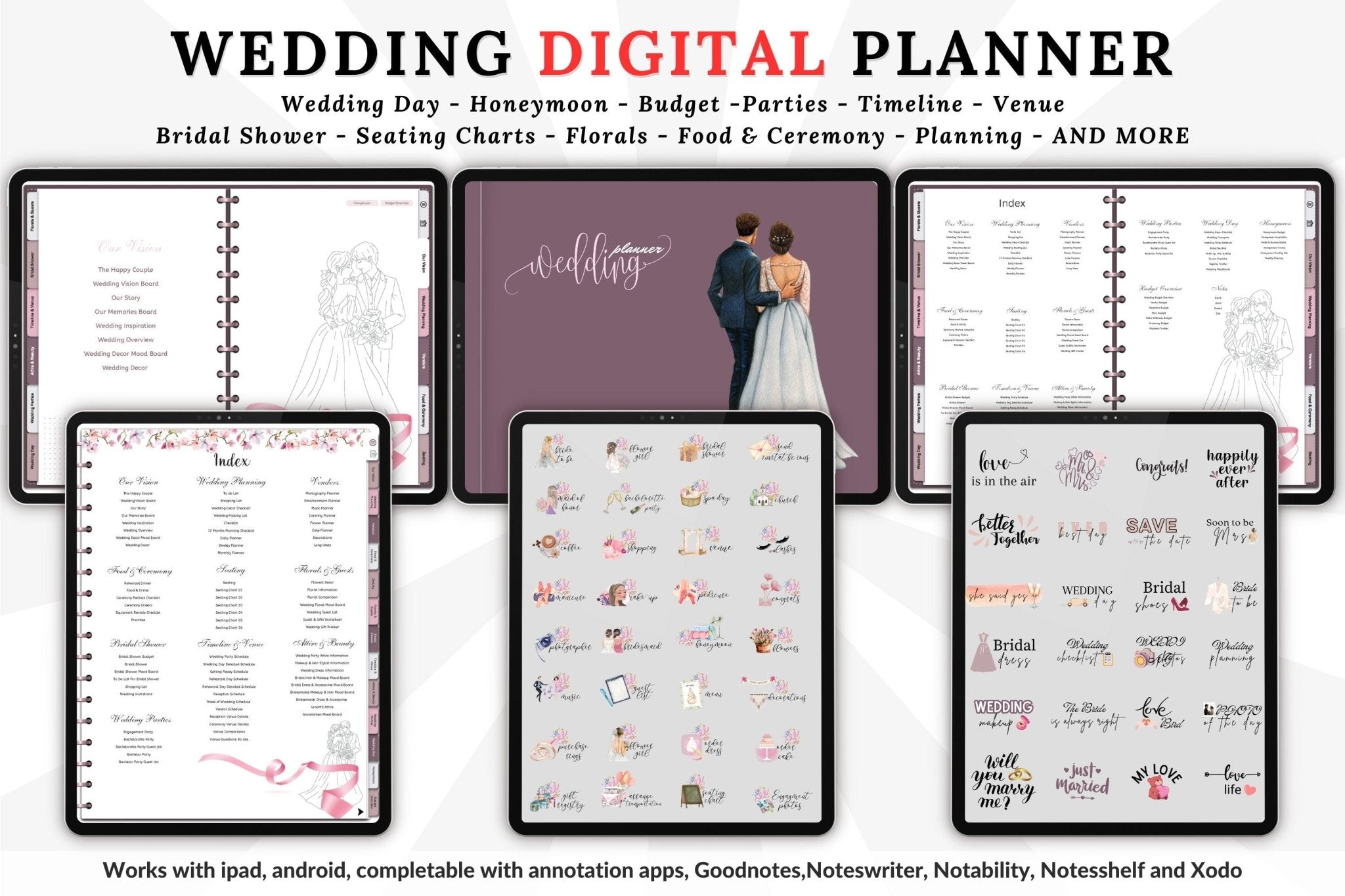 GoodNotes compatible wedding planning organizer