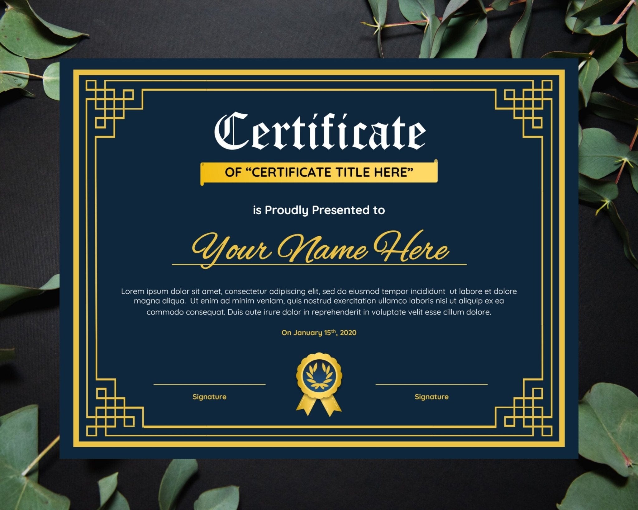 Editable Certificate of Achievement – PowerPoint Layout