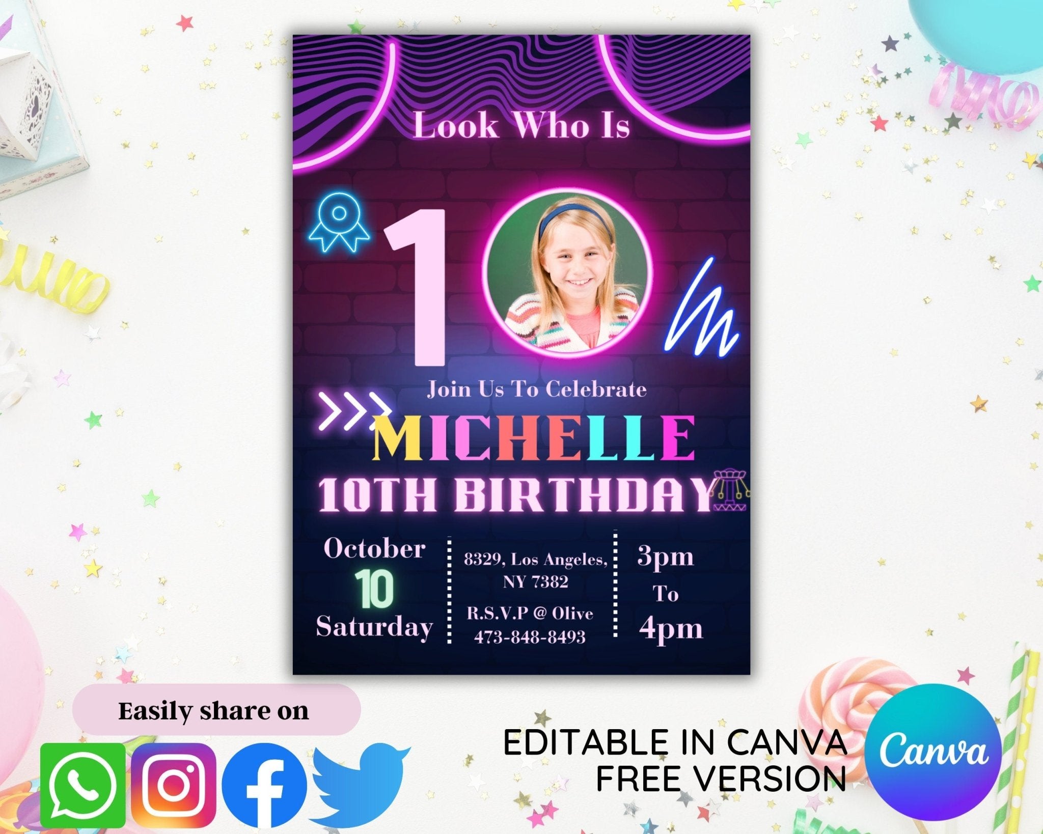 Customizable Canva birthday invite for digital or print use
