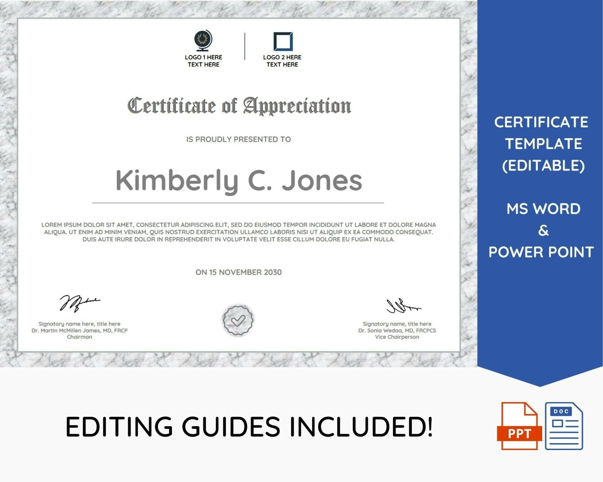 Editable elegant certificate template landscape format preview