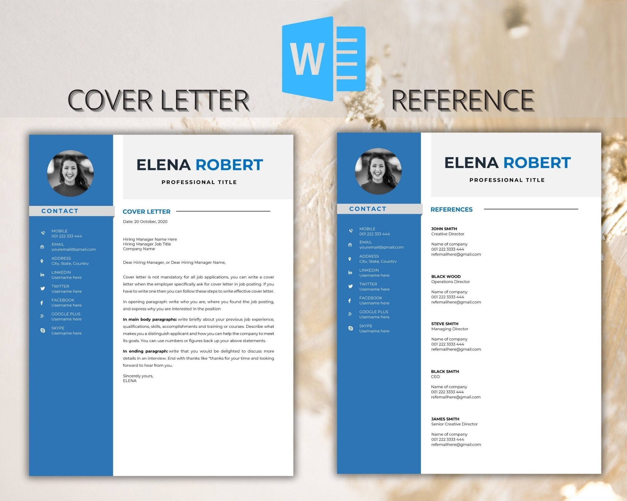Cover letter template matching resume style and reference template