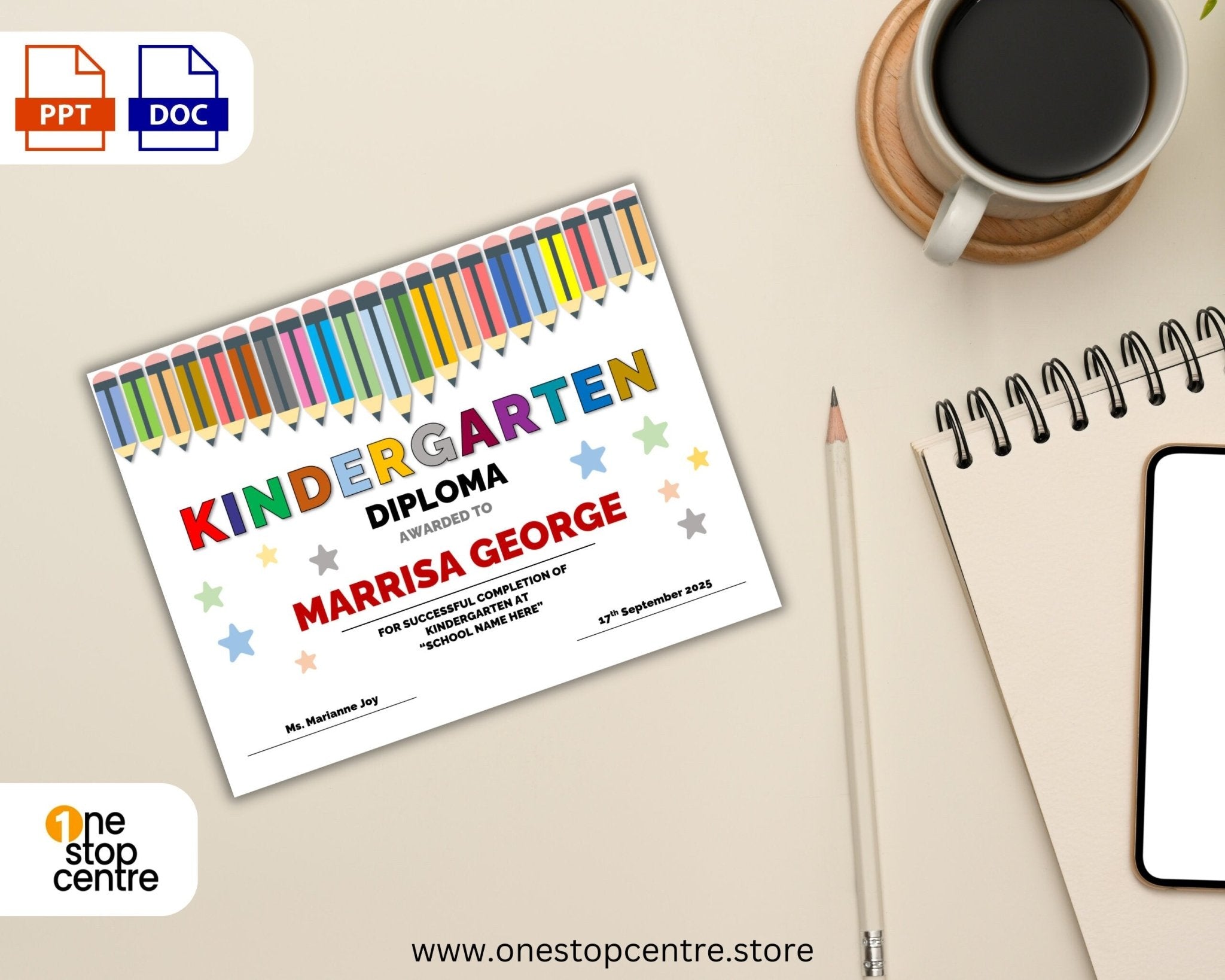 Printable kids graduation certificate in Word & PowerPoint