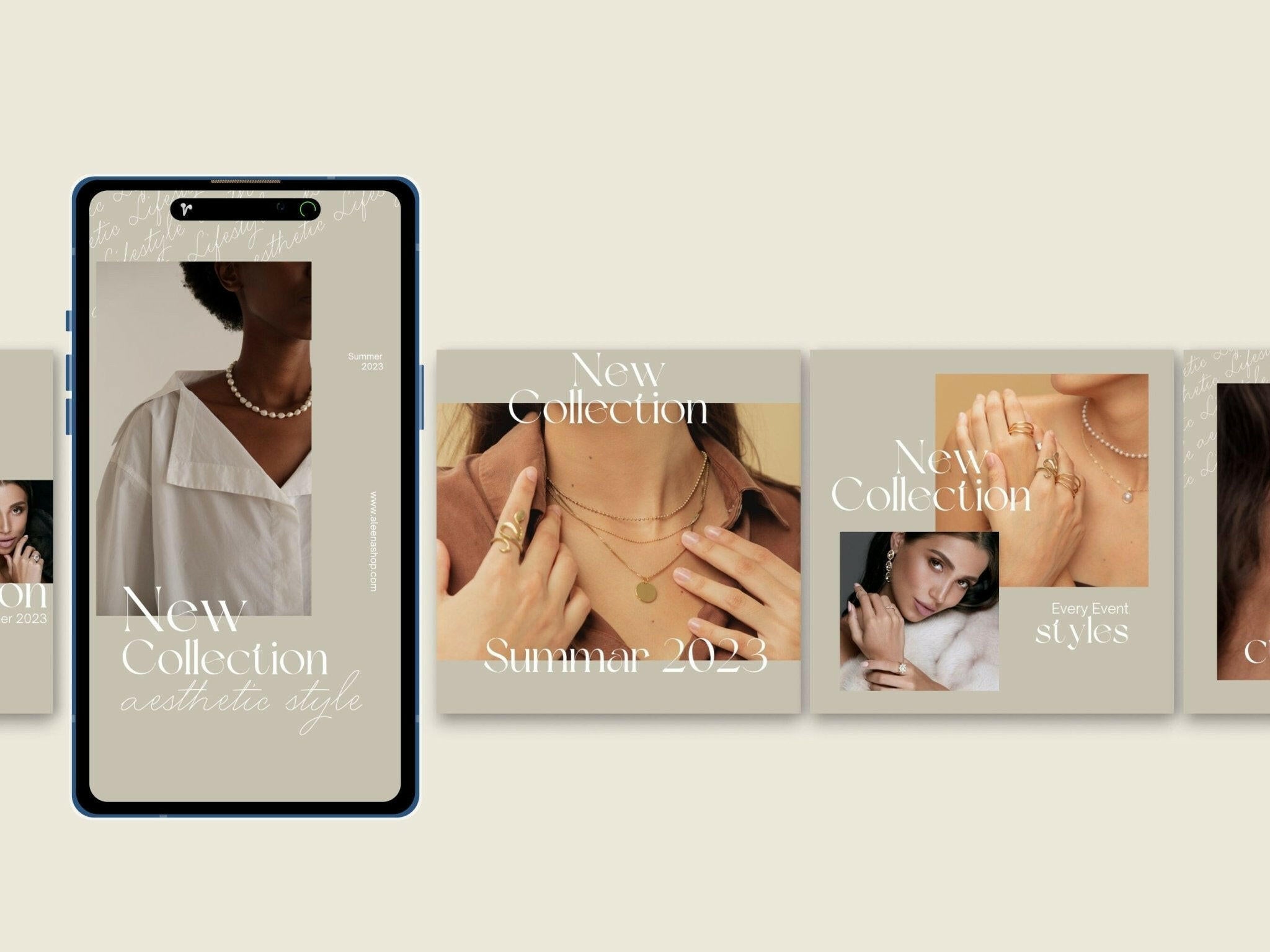 New collection Instagram story template for jewelry brand