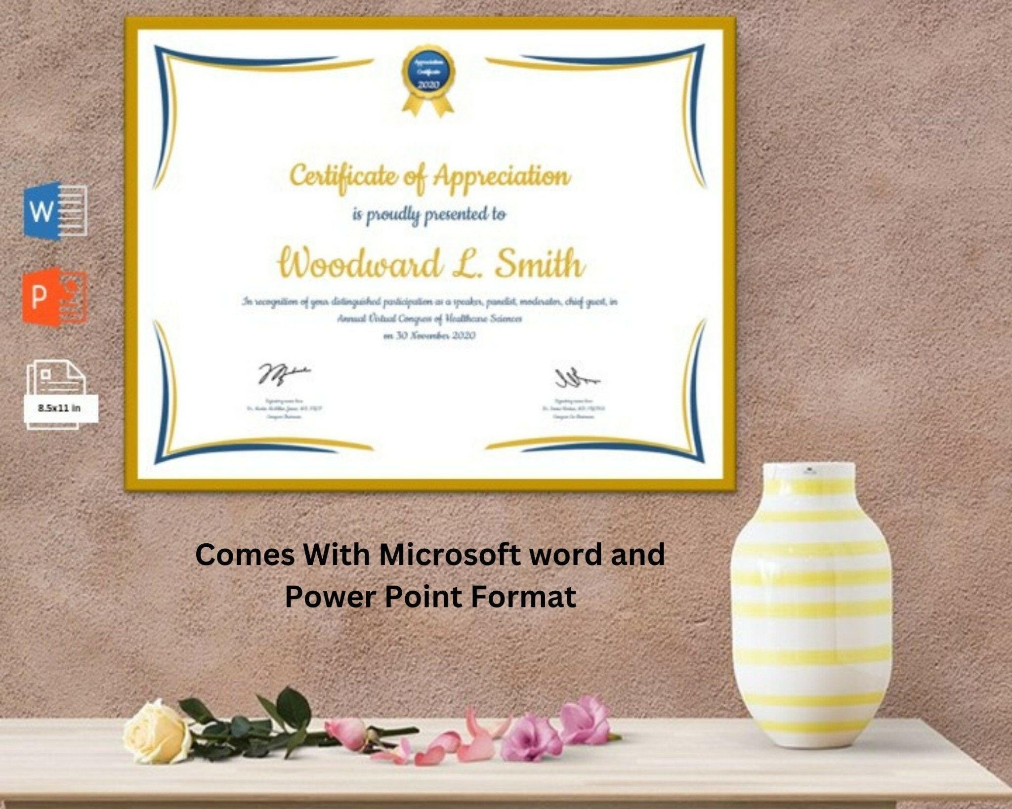 Elegant Certificate Template in Landscape Format Editable in Word