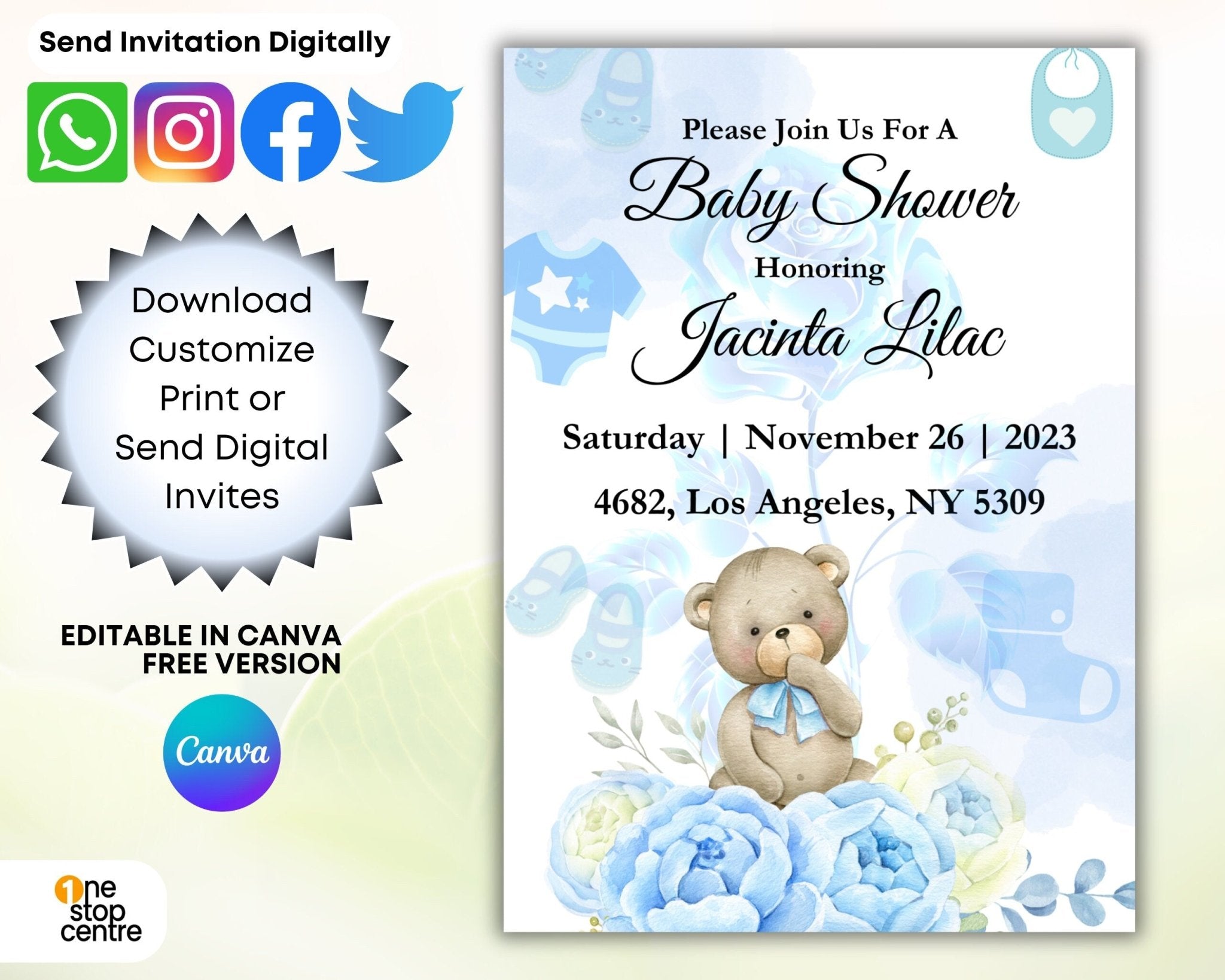 5x7 baby shower printable card for boys or girls