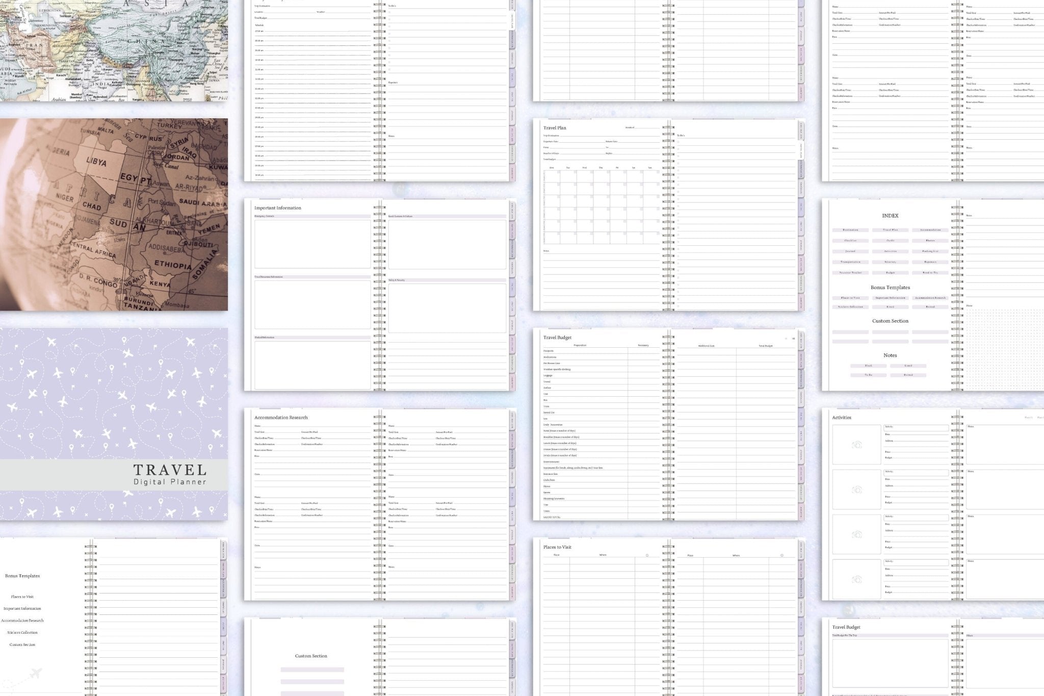 GoodNotes-compatible travel planner template for iPad users.