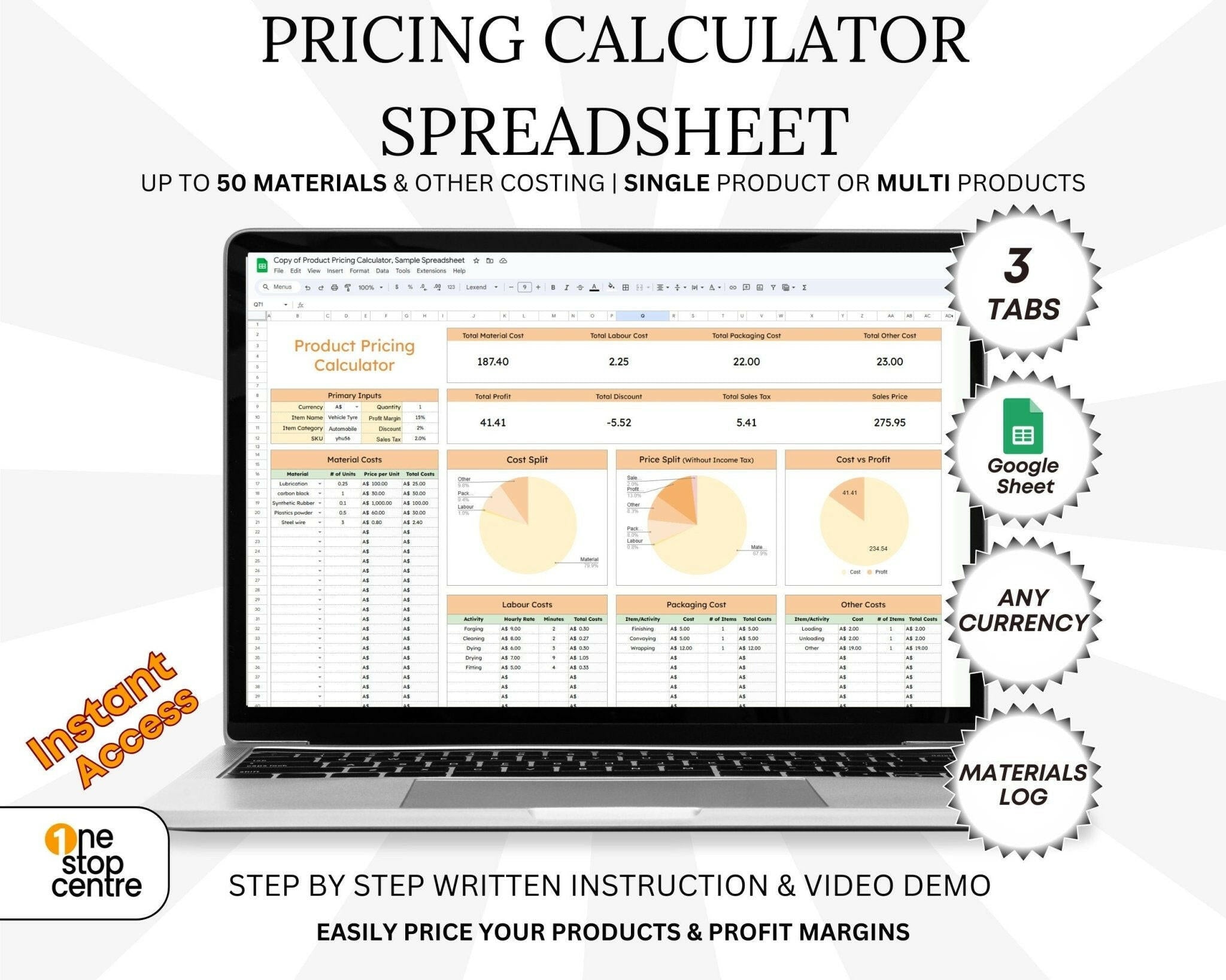 Google Sheets Product Pricing Calculator Template