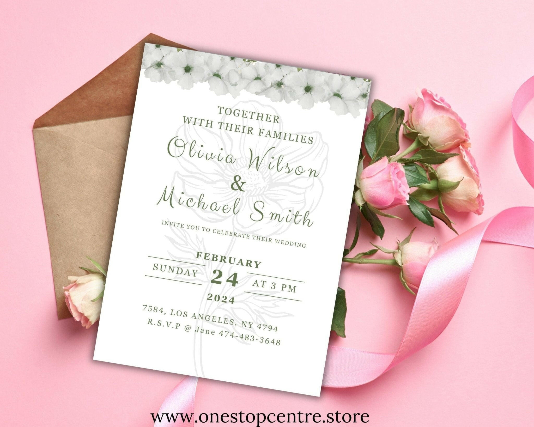 Elegant 5x7 printable wedding invite with editable text