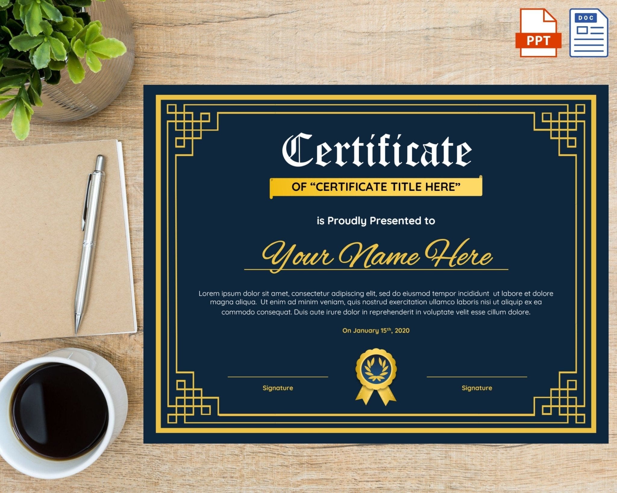 Award Certificate Template with Business Logo Space