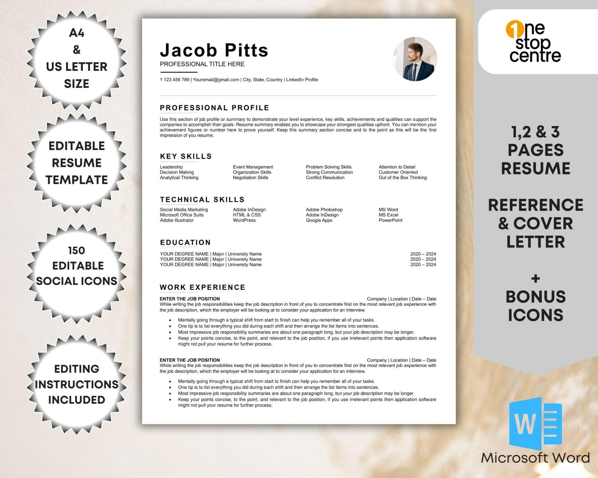 “Minimalist resume template editable in Microsoft Word”