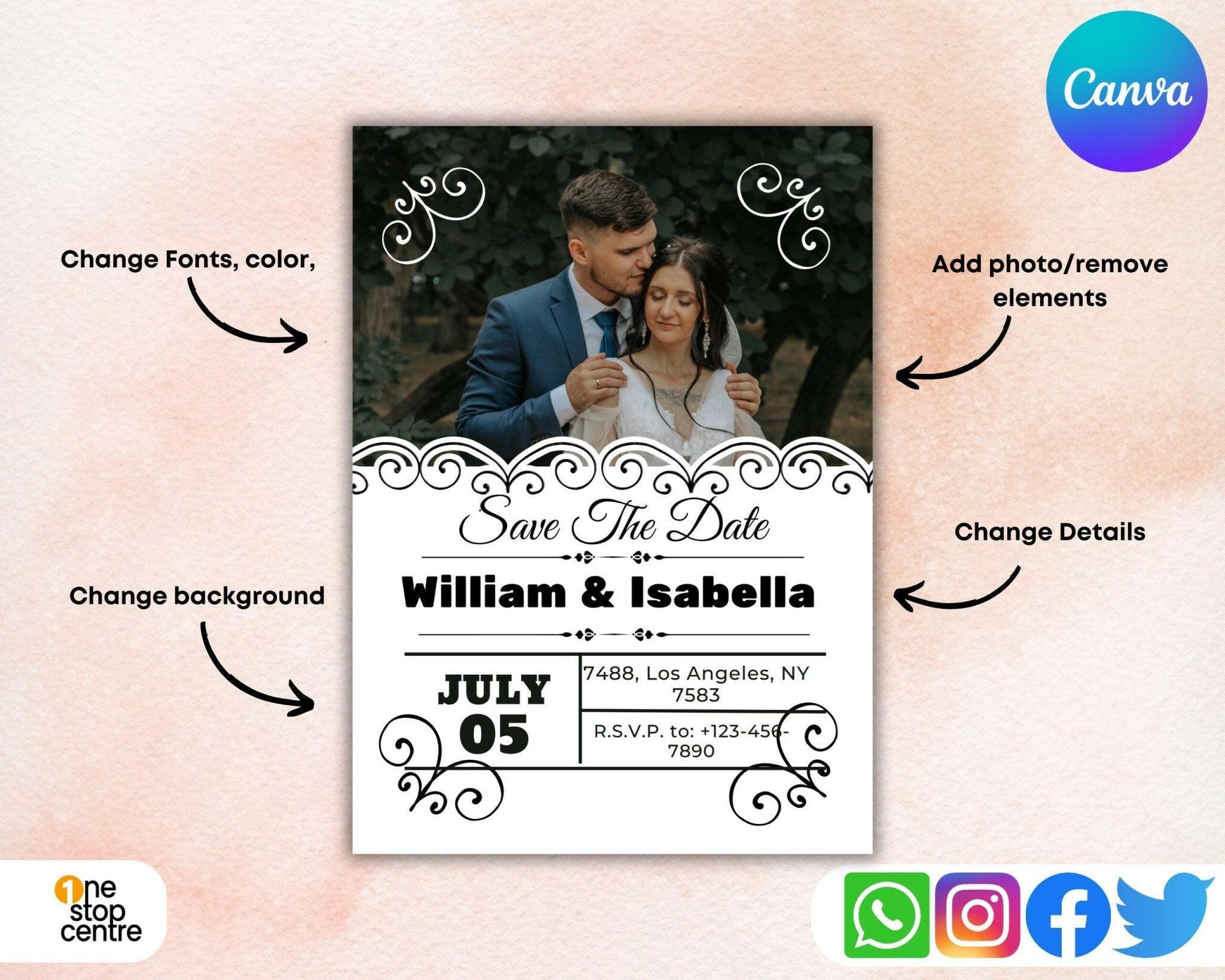 customisable wedding invitation template