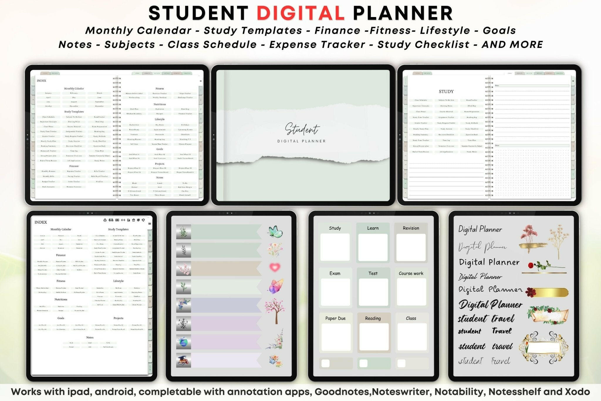 Academic planner with daily and weekly layouts
