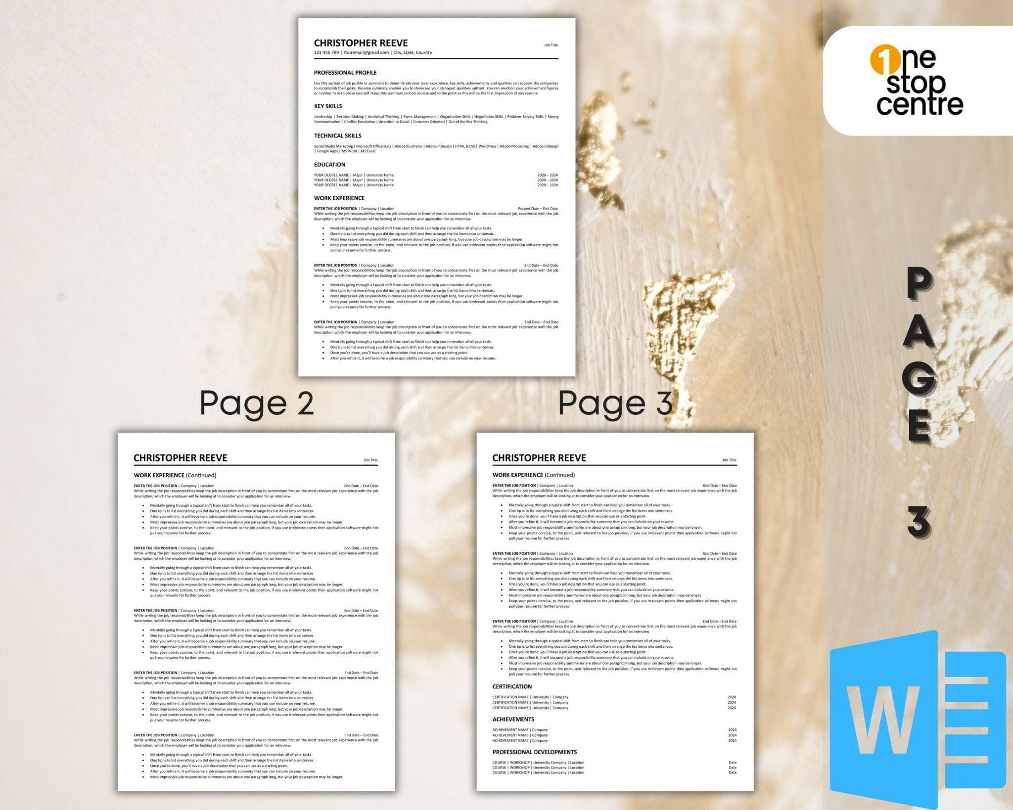 “Editable icons and fonts in Word resume design”