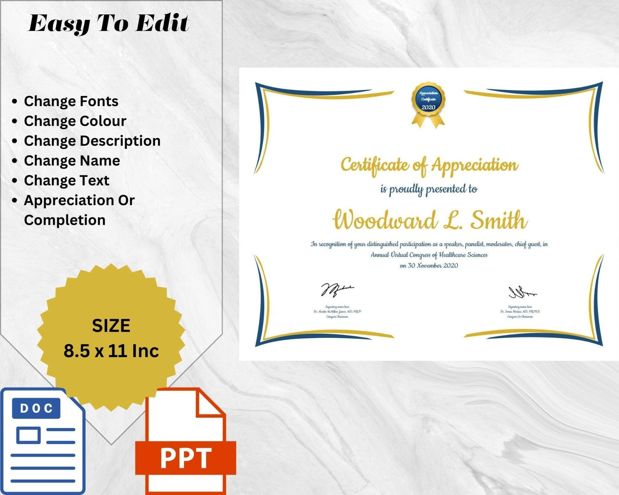 Certificate of Completion Editable PowerPoint File Preview