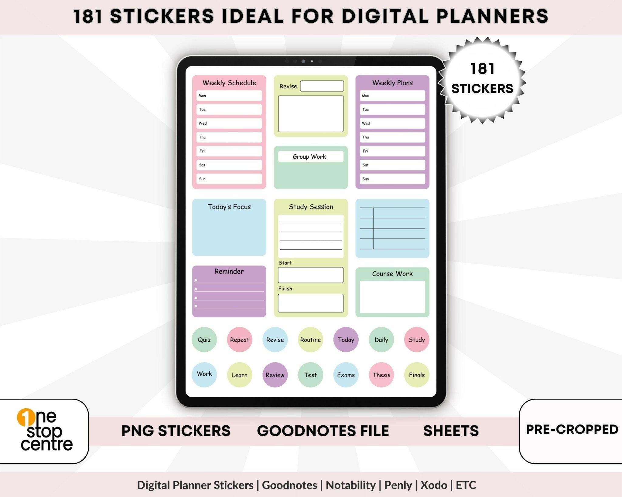 Subject tags and timetable markers arranged by color and category