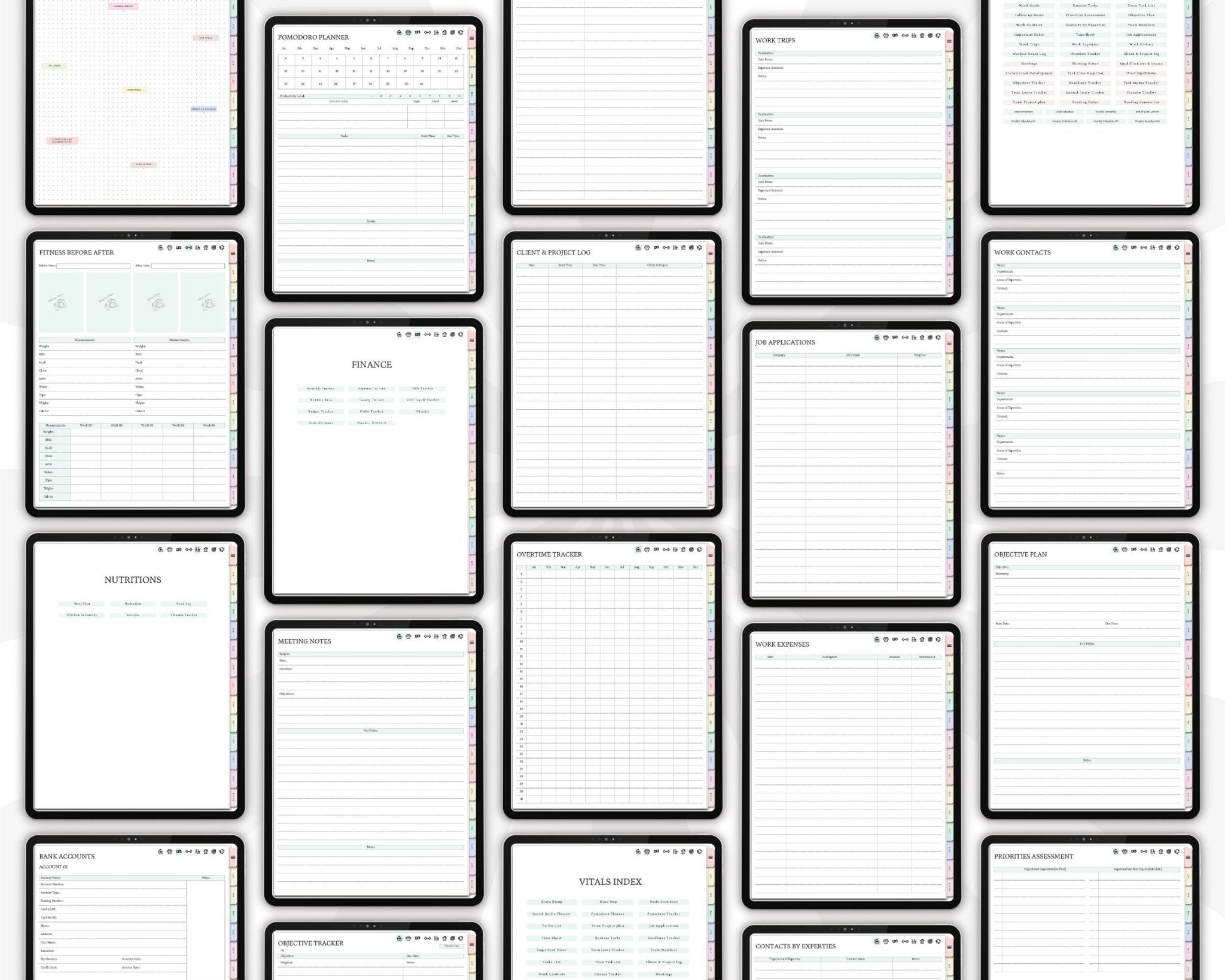 pages included in work digital planner Schedule organizer for professionals and entrepreneurs