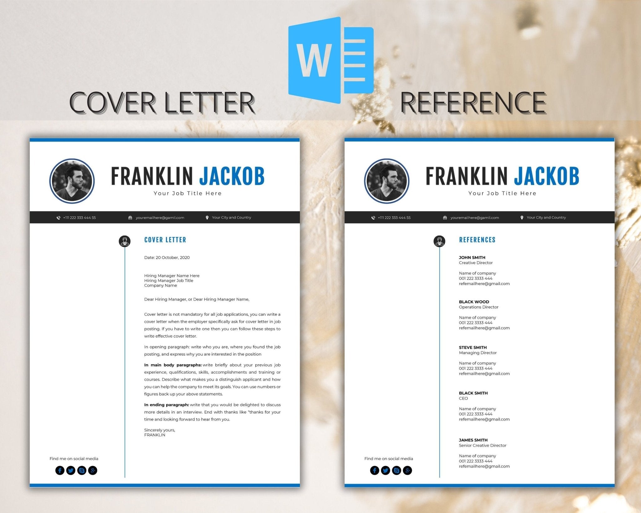 Professional resume layout on desktop screen