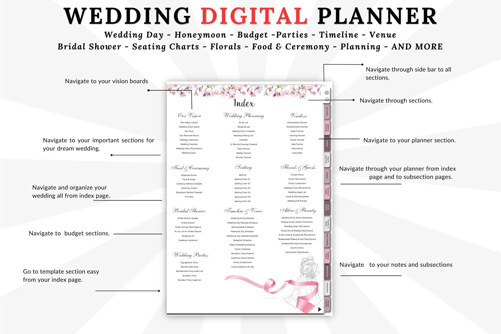 Customizable wedding planner for GoodNotes app