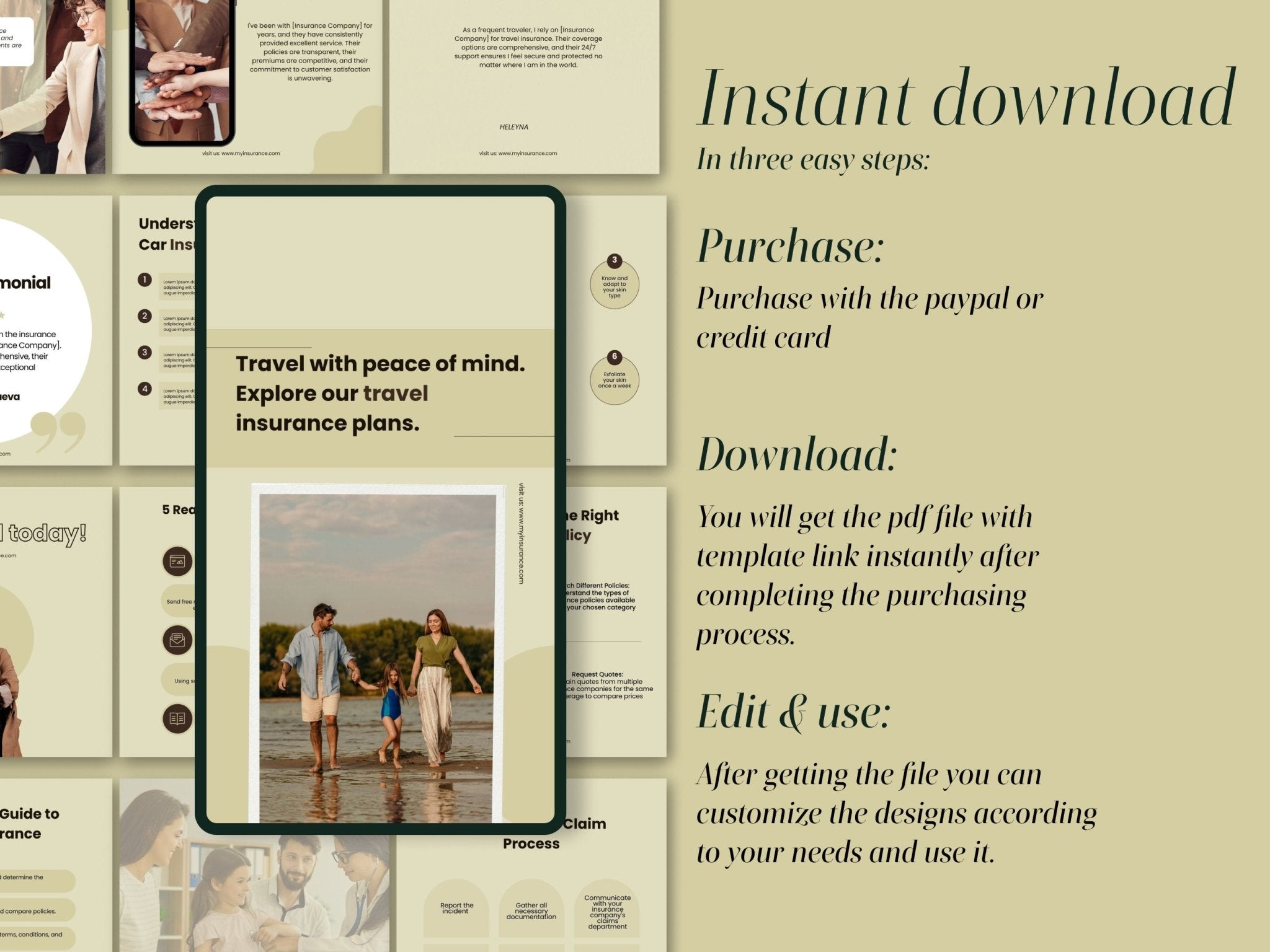 Instruction on how to access and download Insurance agent Instagram templates