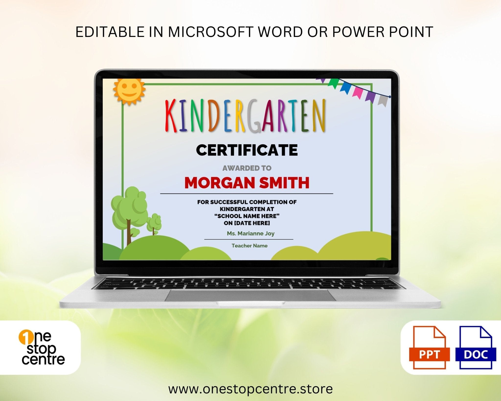 PowerPoint graduation diploma for preschool students
