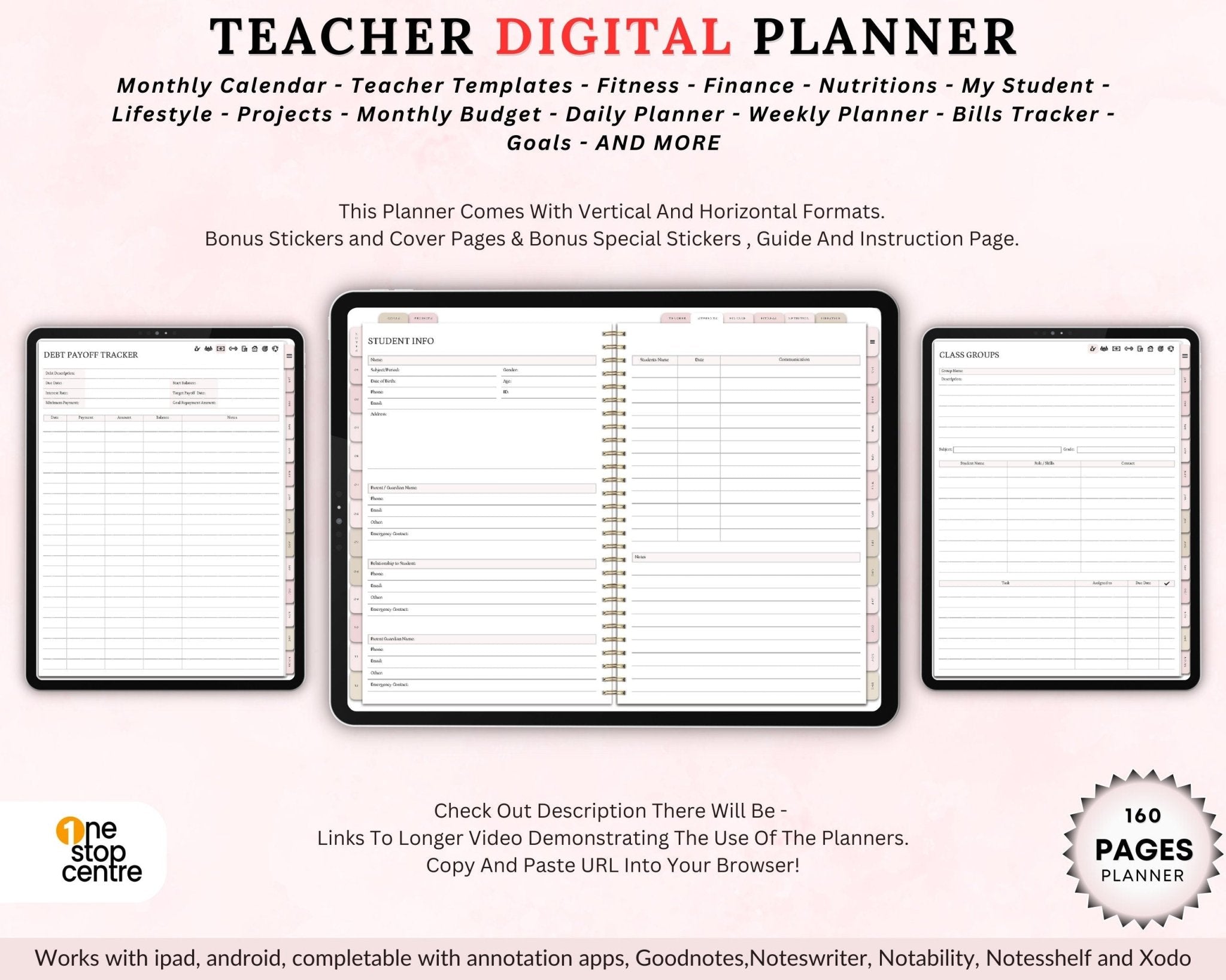Digital stickers and covers included in teacher planner