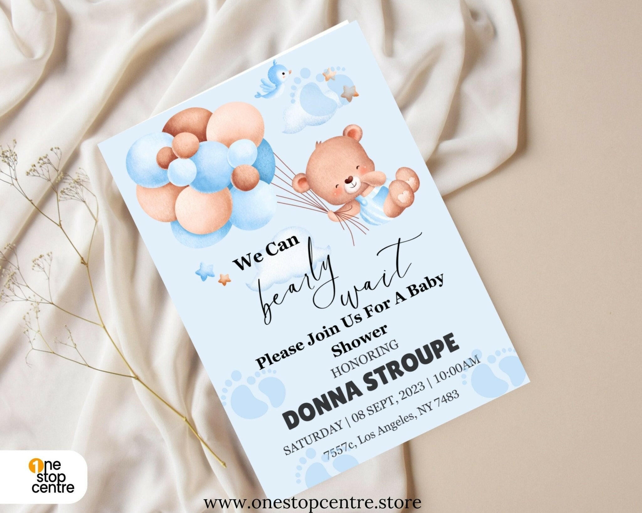 Digital baby shower card shown in mobile and desktop view