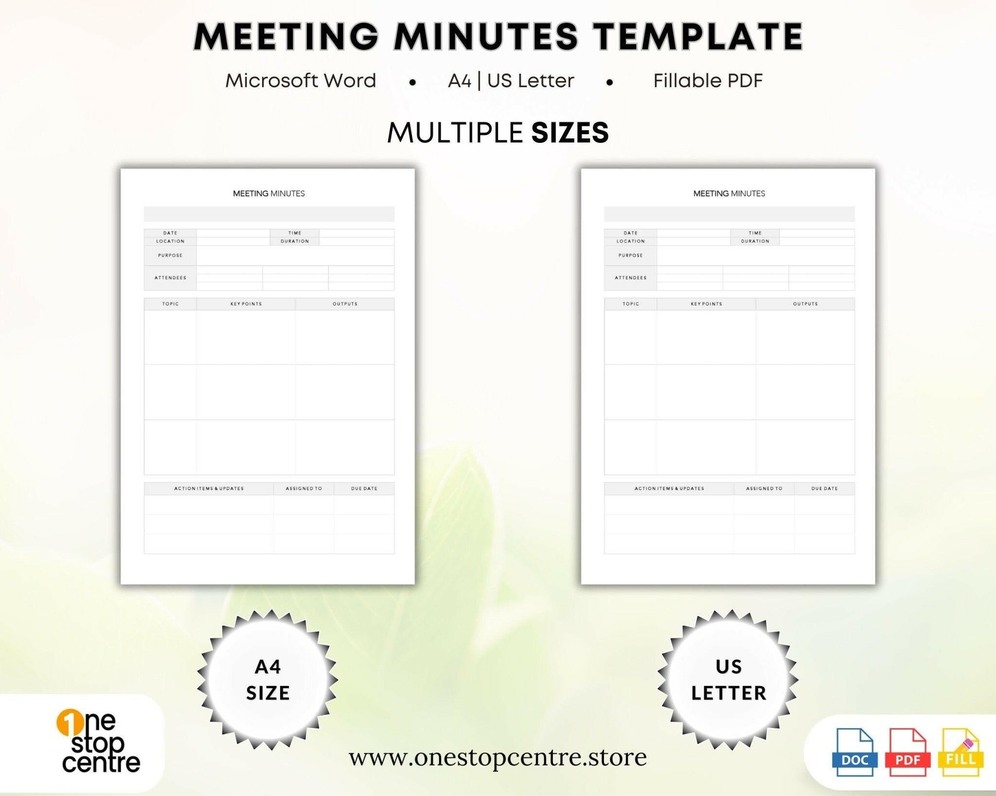 Meeting notes PDF template – fillable and easy to use