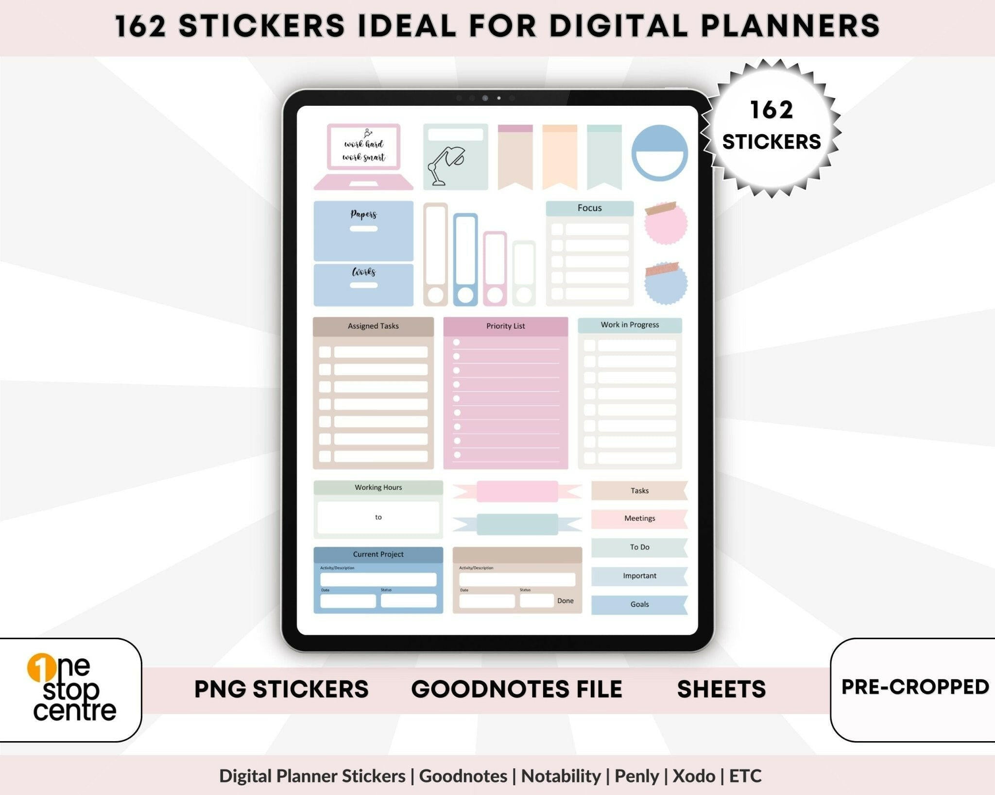 Editable and drag-and-drop digital stickers for iPad planning apps