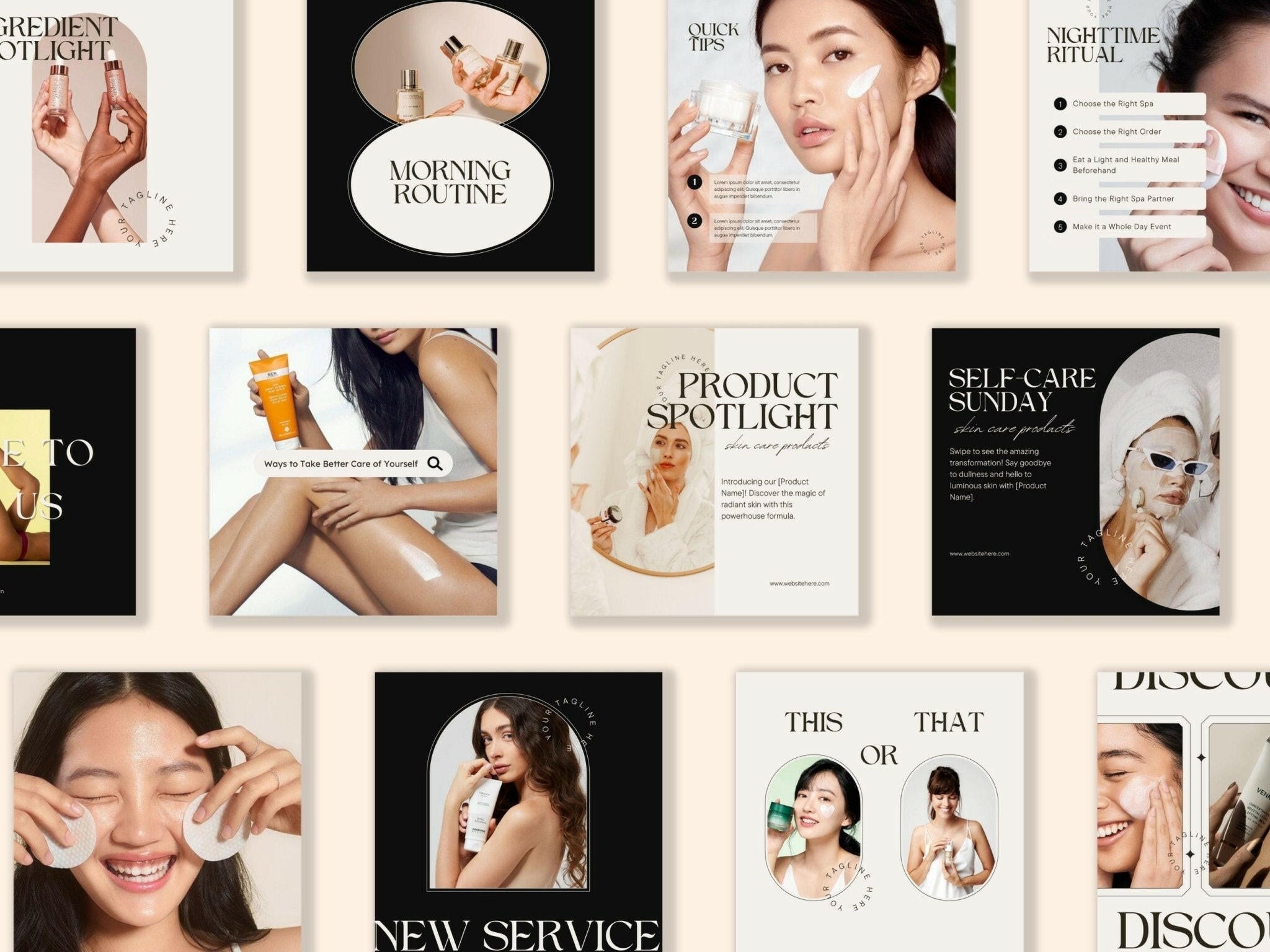 200 Instagram post and story templates for beauty brand