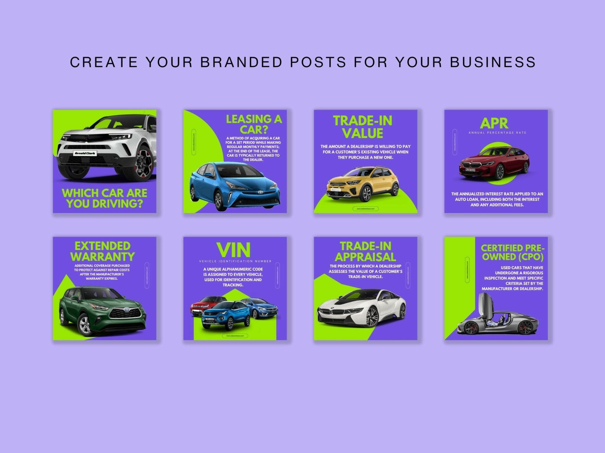 Social media templates for auto showroom marketing