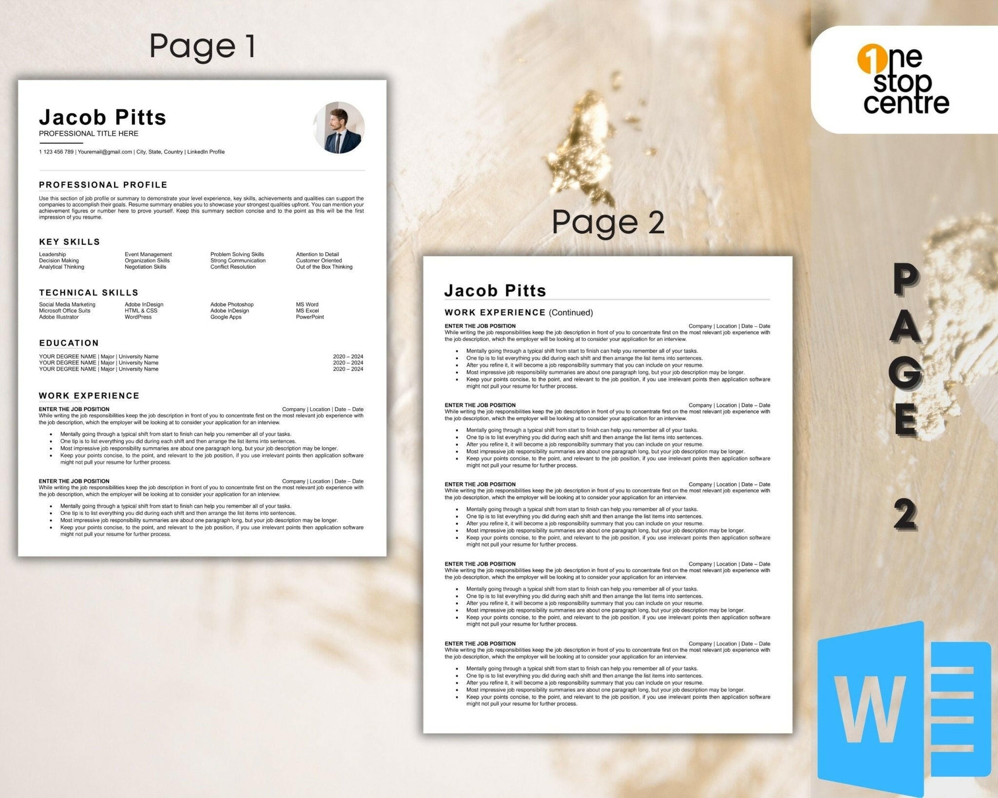 “Editable CV with cover letter and reference page”