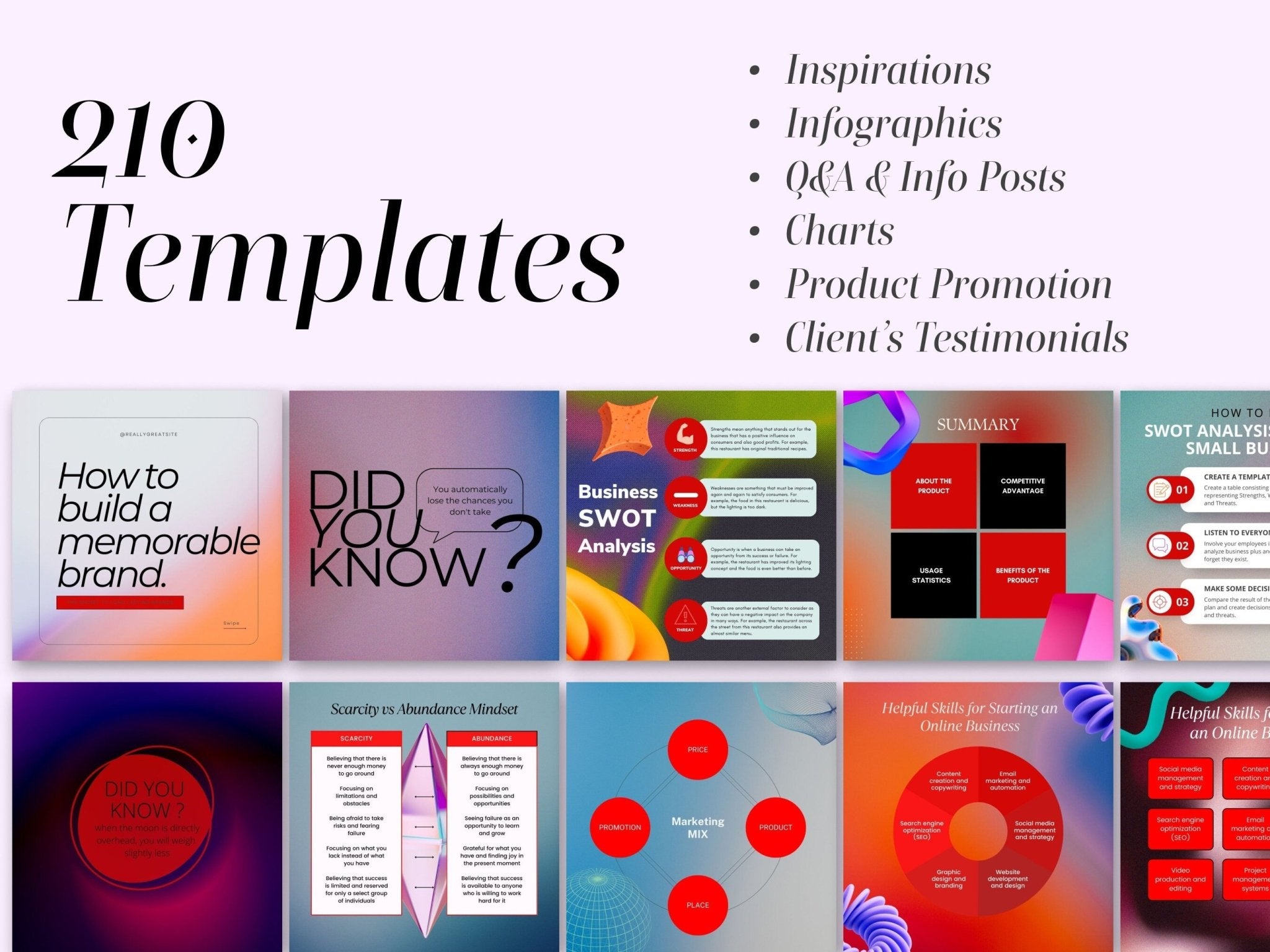 Colorful gradient Instagram post templates for Canva