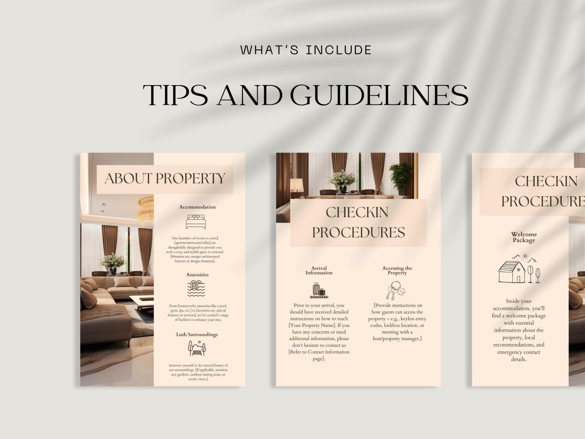 “Airbnb house manual and check-in information layout”