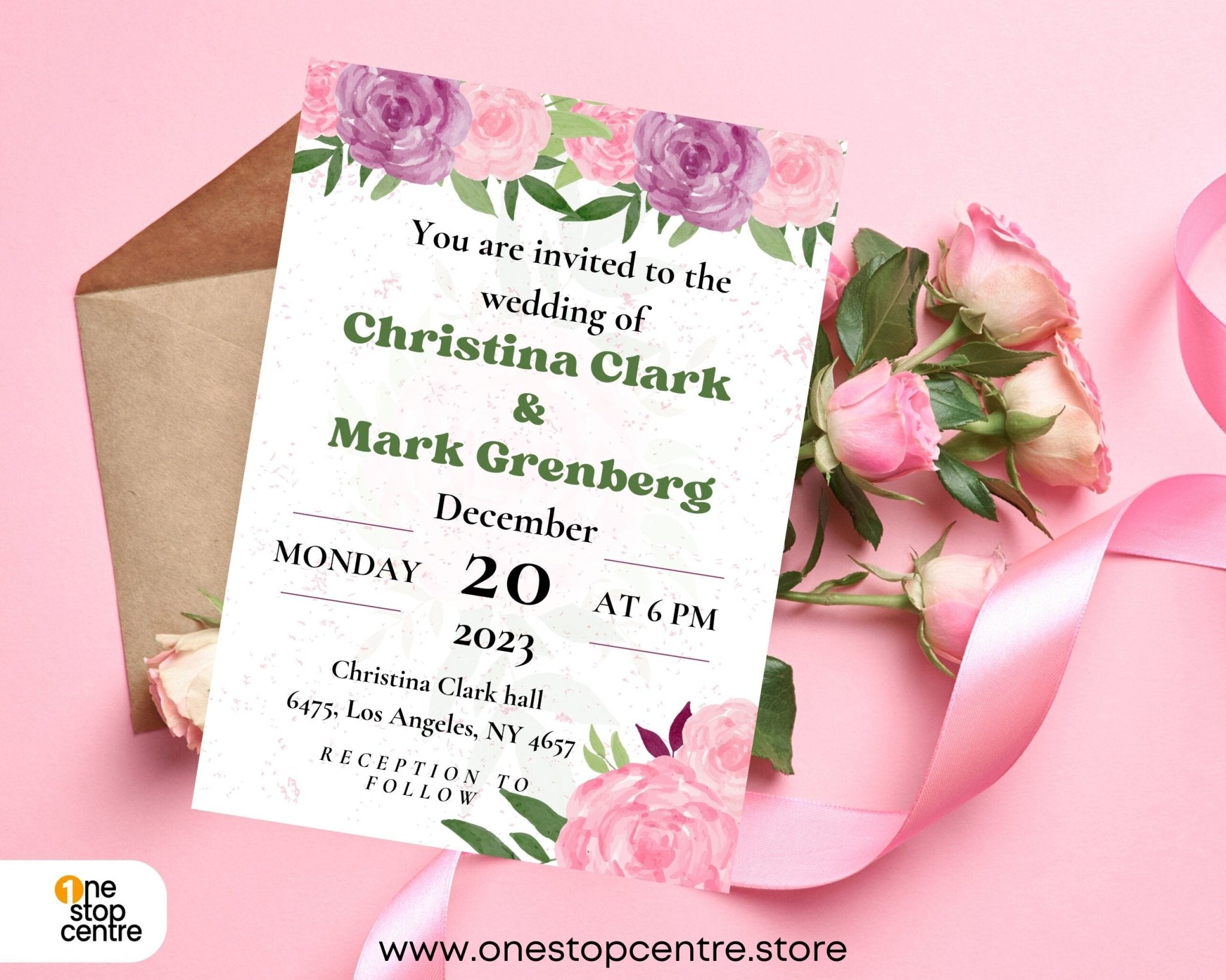 Customizable wedding invitation template for modern couples.