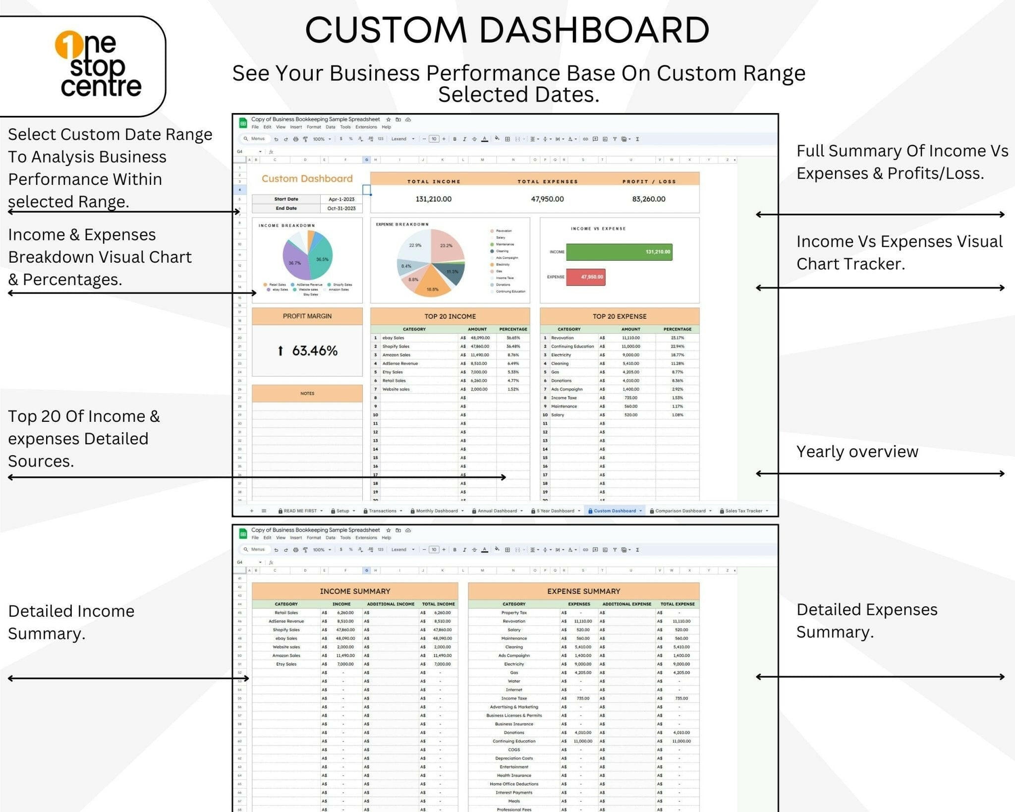 Custom Printable and digital bookkeeping spreadsheet for small business