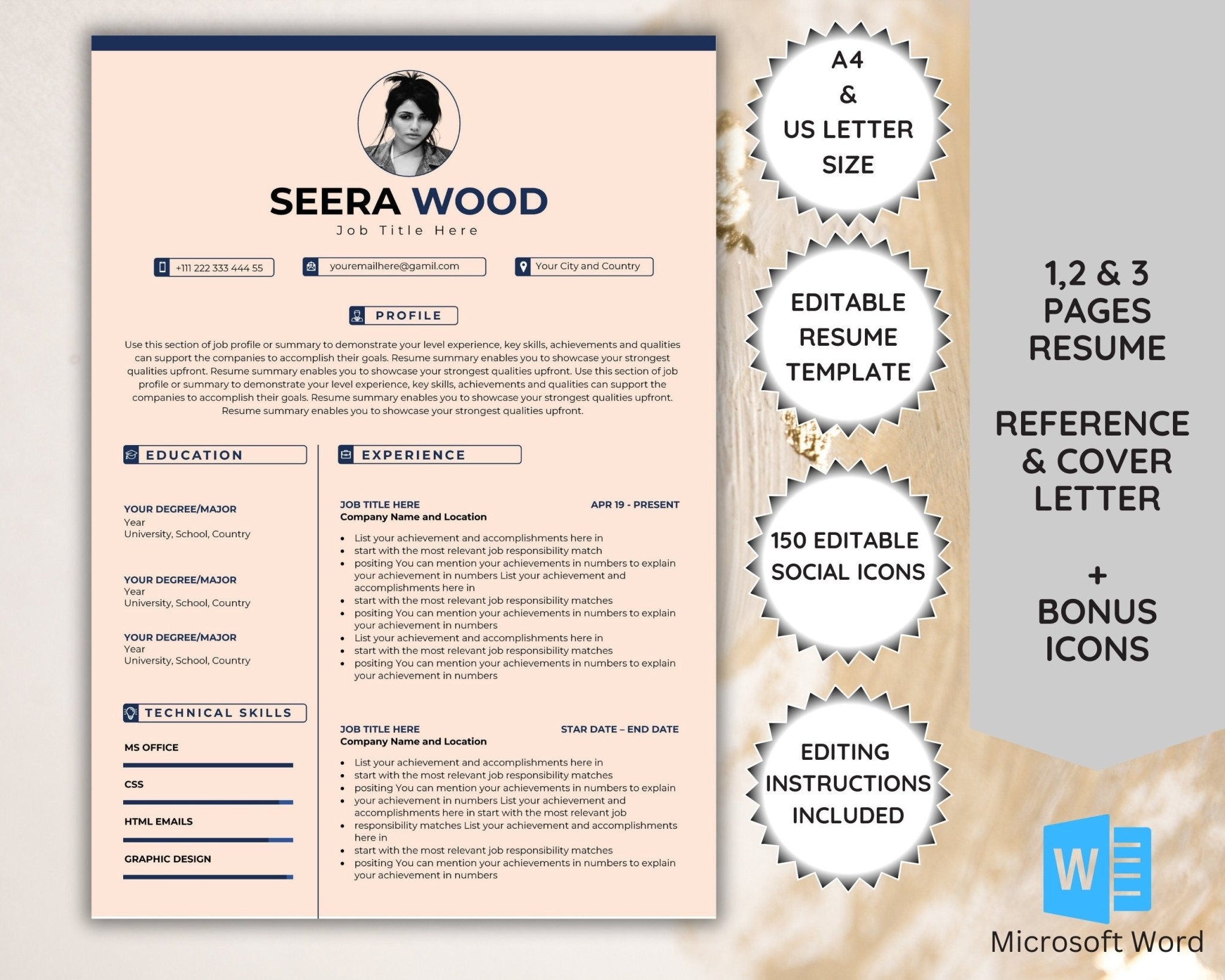 Modern Resume Template – 1-Page Layout