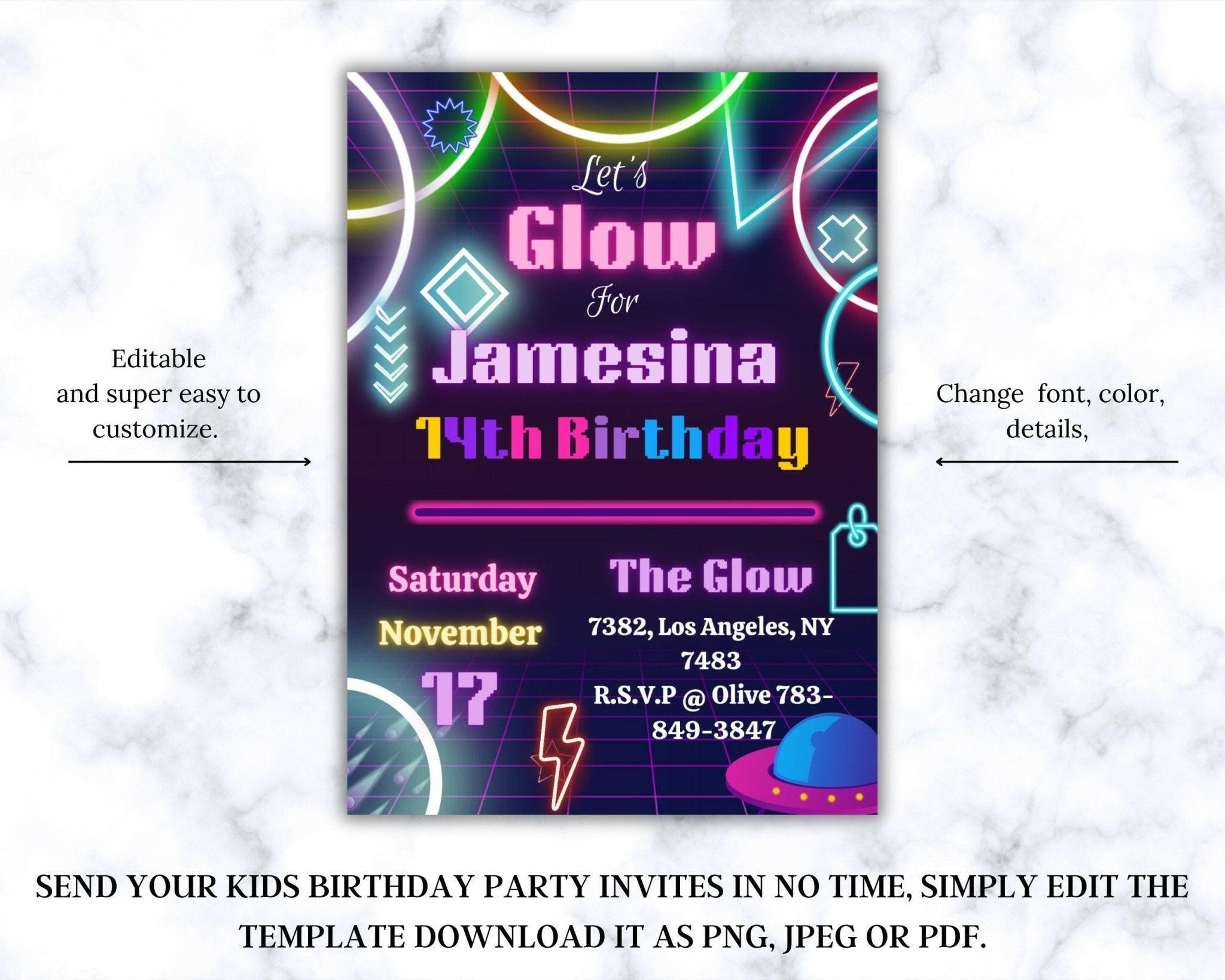 Drag-and-drop Canva birthday invite preview